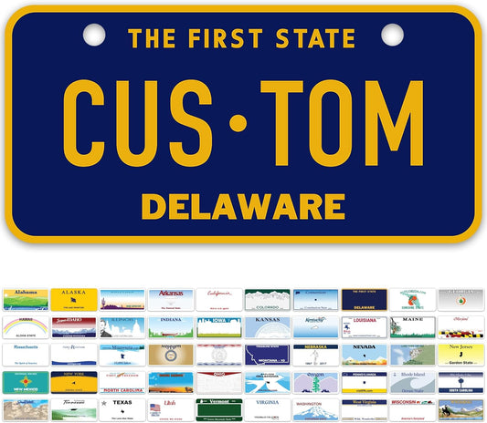 Mini License Plates, Personalized License Plates, Custom for Car, Bikes, ATV, Kids Car, Golf Cart, Jeep, 2x4 Inch, Rust-Free Fade Resistant Aluminum, USA Made by My Sign Center (Delaware)