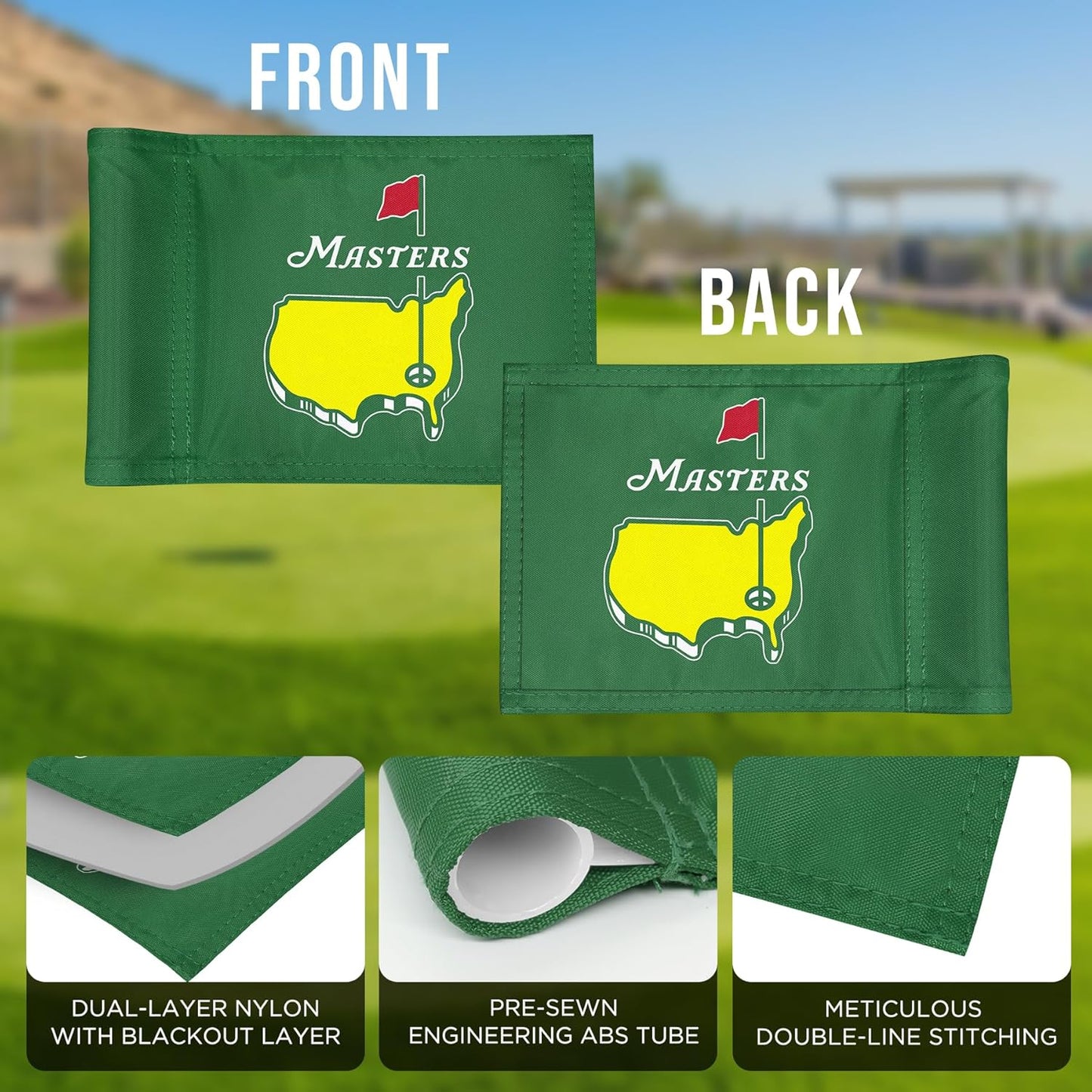 Themed Golf Flag Mini, 8x6 Inch, Double-Sided Silk-Screened, Fade-Resistant 420D Nylon, Ideal for Backyard Practice Putting Green