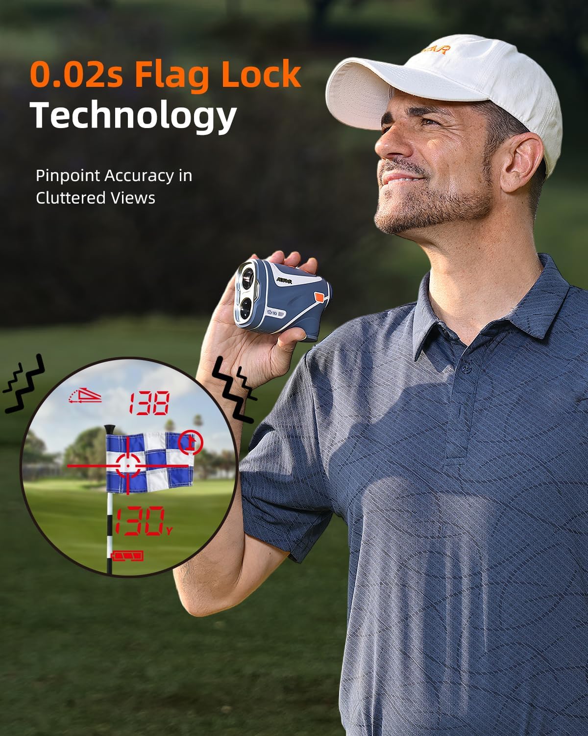 AOFAR GX10 Golf Rangefinder with Exclusive Auto RED Display Adjustment, Max N52 Magnet for Absorbing Anywhere, Independent Slope Switch Button with Indicator Light, Full Accessories, IPX4 Waterproof