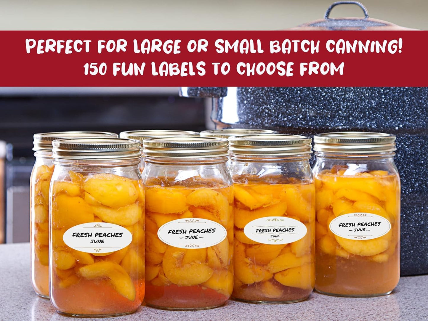 MESS Dissolvable Canning Labels for Jars - 1x2.25 in., 150/Roll - Removable Stickers (Classic) for Jam and Preserves