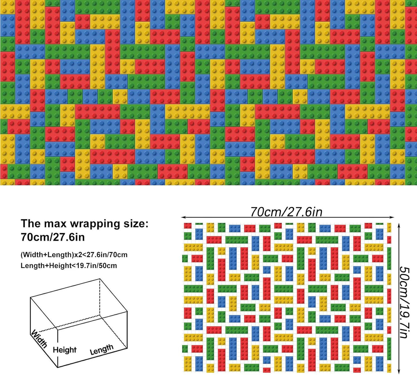 Dtiafu Building Blocks Wrapping Paper - Birthday Wrapping Paper for Boys Girls Kids - 4 Style 8 Sheet Funny Gift Wrap - 20 X 28 Inch Per Sheet(Not Rolled)