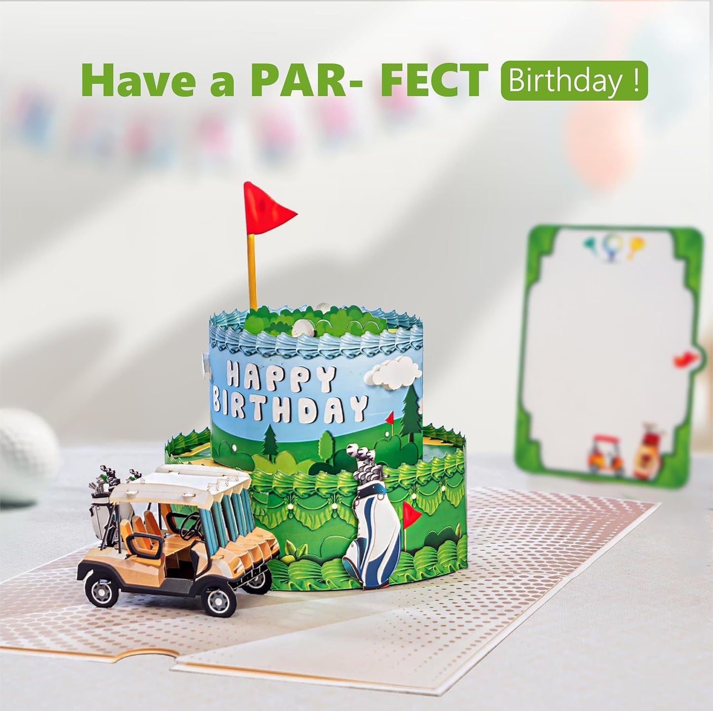 Golf Birthday Card - 3D Personalized, Funny, Handmade Birthday Card for Dad - Father's Day Pop Up Card for Golfers, Pap, Boss, Grandpa, Golf Men Husband from Daughter, Wife