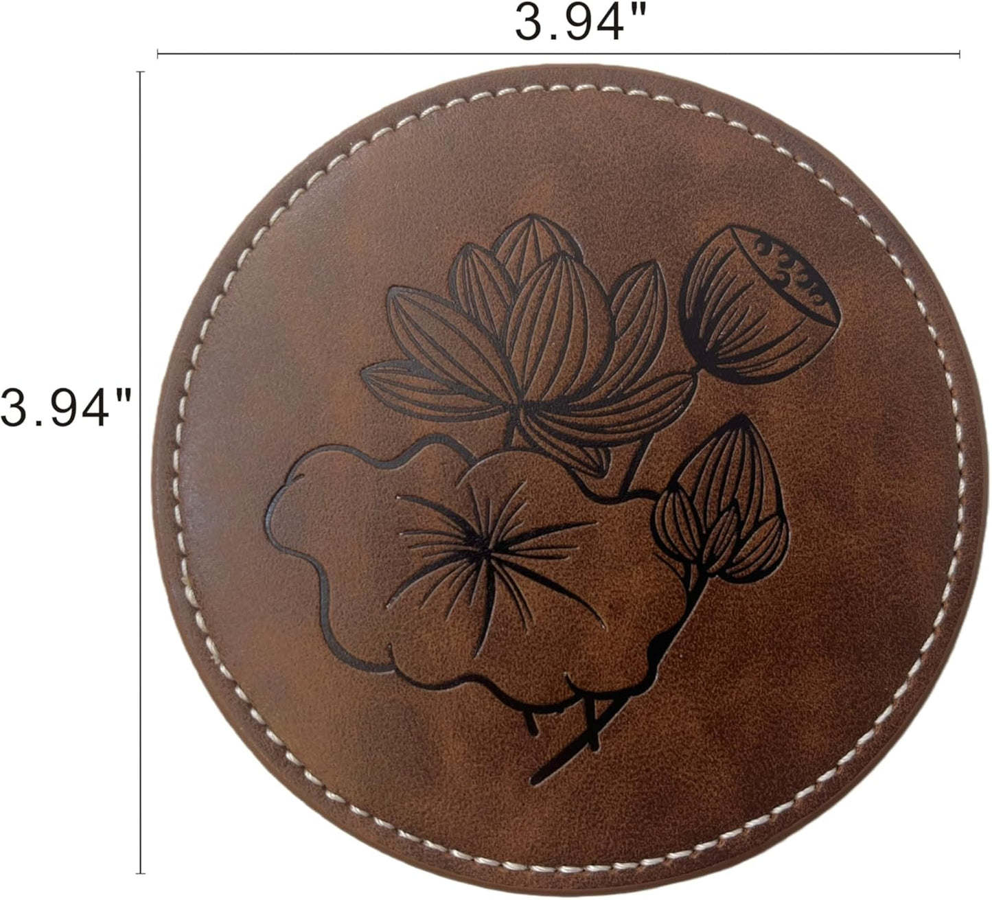 Custom Vintage Coasters Set of 6, Leather Coasters with Holder, Coaster for Office Desk, Non-Slip, Non-Stick, Easy Clean, for Housewarming Gifts, Home Decor, Wooden Table, Coffee Table, Bar (Brown)