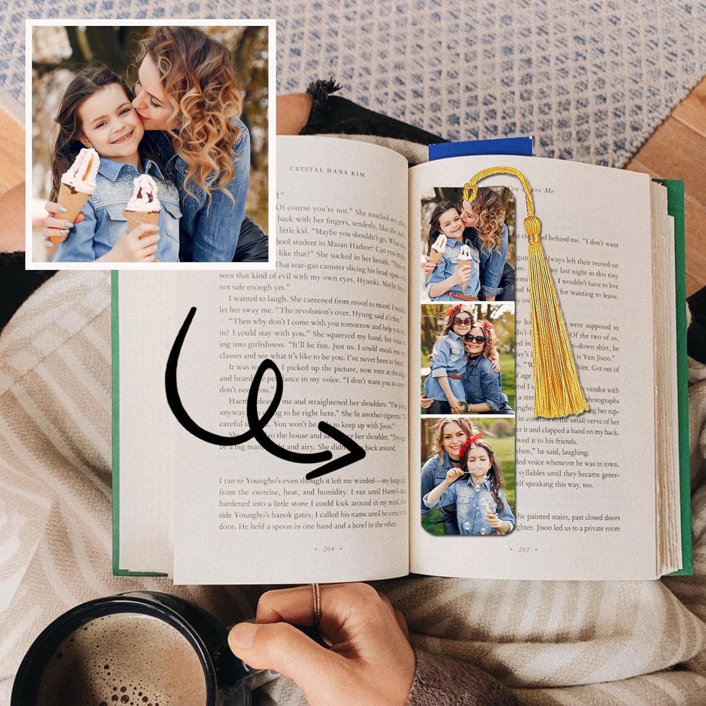 Custom Bookmark - Personalized Metal Bookmarks with Tassel, Customized Photo Color Picture Book Mark Gift for Women Men Readers Kids Book Lover Teacher Classmate Christmas Valentine's Day