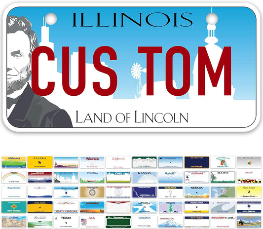 Mini License Plates, Personalized License Plates, Custom for Car, Bikes, ATV, Kids Car, Golf Cart, Jeep, 2x4 Inch, Rust-Free Fade Resistant Aluminum, USA Made by My Sign Center (Illinois)