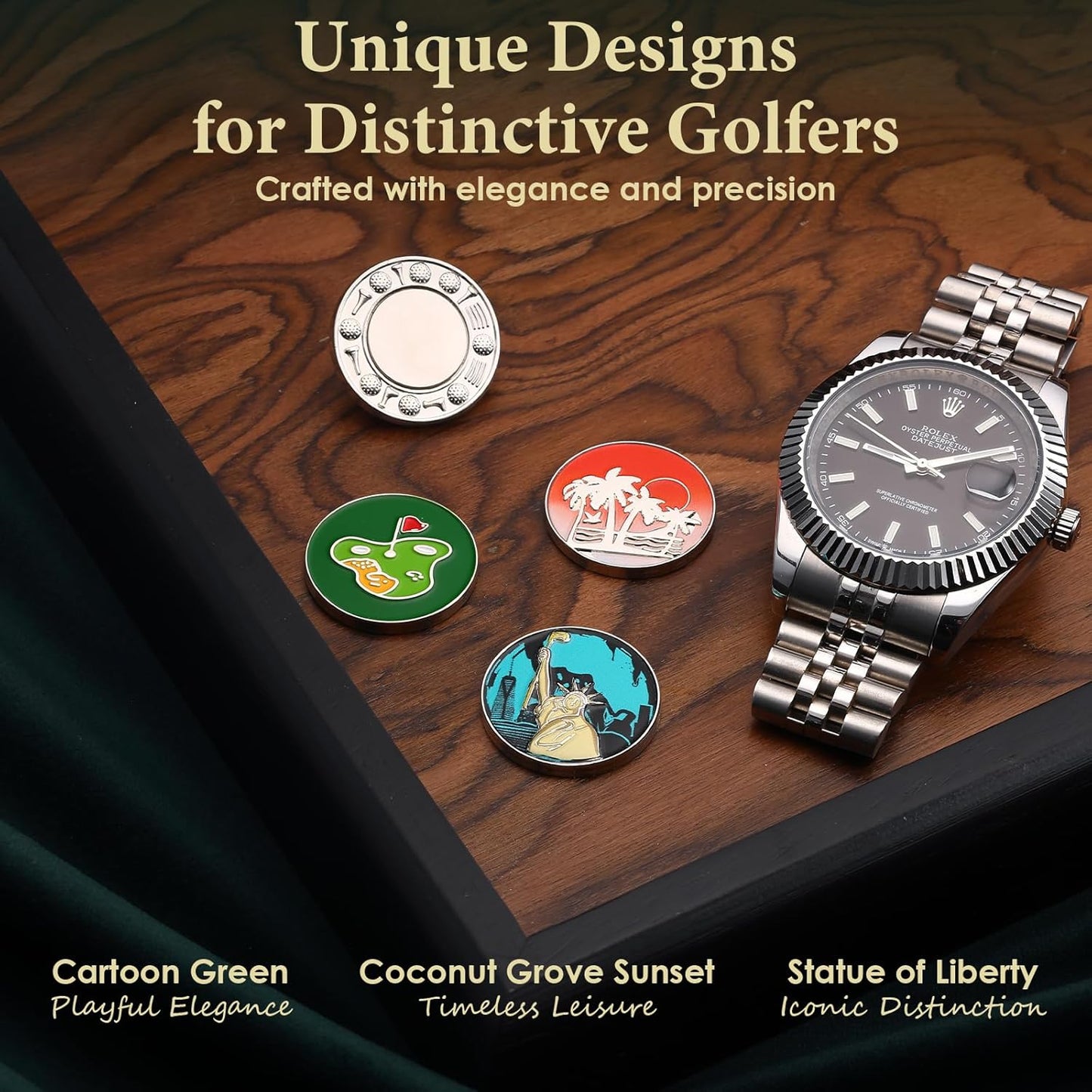 Golf Ball Marker Set with Magnetic Putter Grip Mount Golf Accessories for Men Women, Easy-to-Find Markers for Putting, Funny Golf Gifts, Unique Golf Gadgets for Golfer