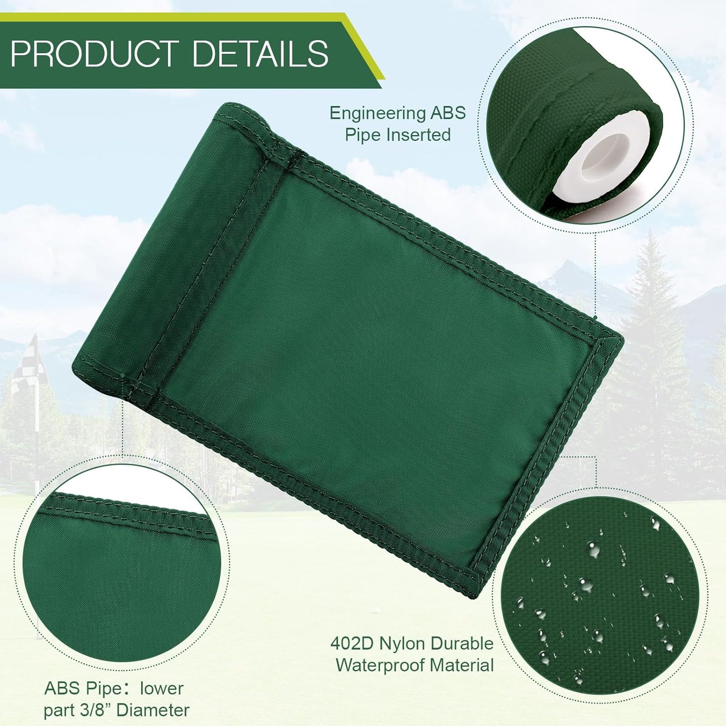 Oudain 6 Pcs Golf Target Flag with Tube Inserted Waterproof Putting Golf Flags 420D Nylon Mini Pin for Yard Indoor Outdoor Backyard Garden Portable, 8 x 6 Inch