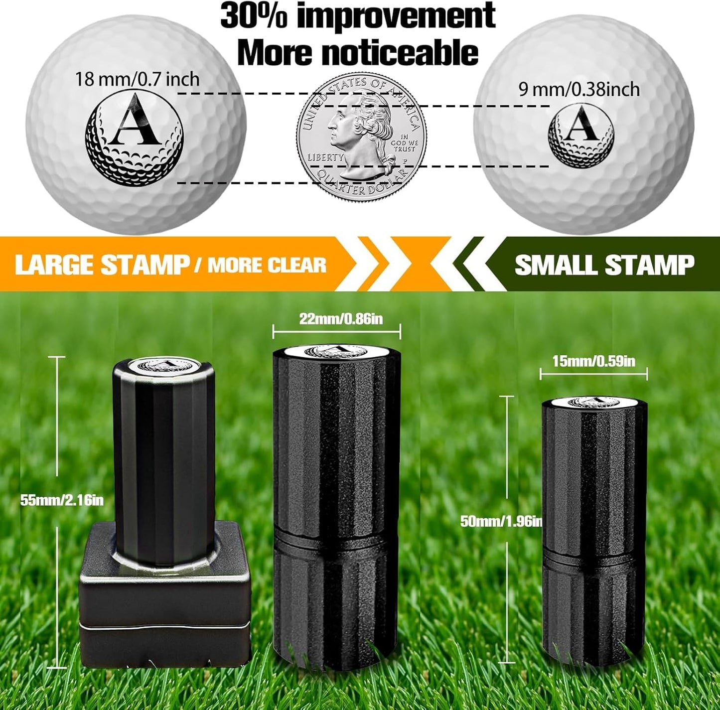 Lihome Golf Ball Stamp Personalized - Durable Waterproof Reusable Ink Stamper, Custom Golf Gift for Men, Dad, Retirement, Father's Day, Birthday & Christmas