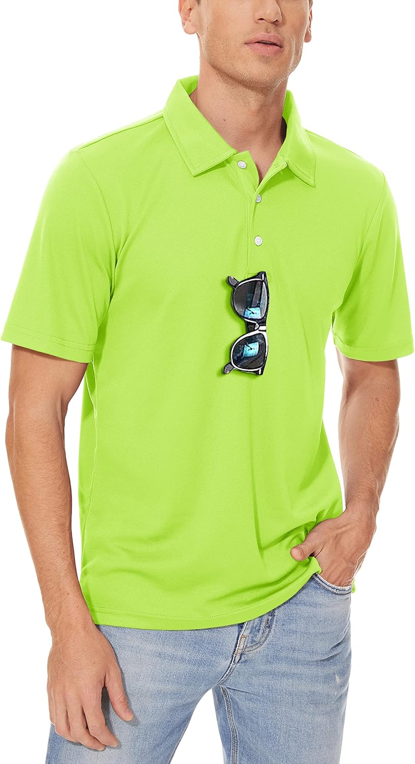 MAGCOMSEN Men's Polo Shirts 3 Buttons Casual Work T Shirts Quick Dry Short Sleeve Golf Shirt Pique Jersey Outdoor Performance