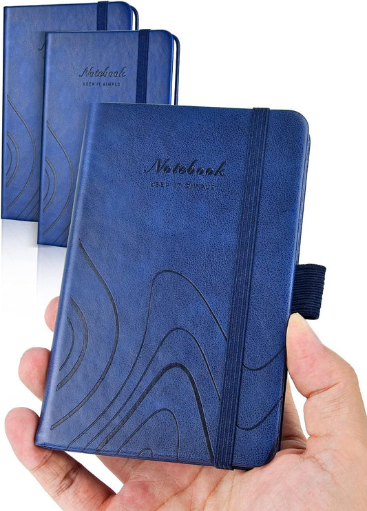 AISBUGUR Pocket Notebook, Small Notebook, 2-Pack Total 320 Pages,3.7" x 5.7" Pocket Notebook (2 Pack, Dark Blue)