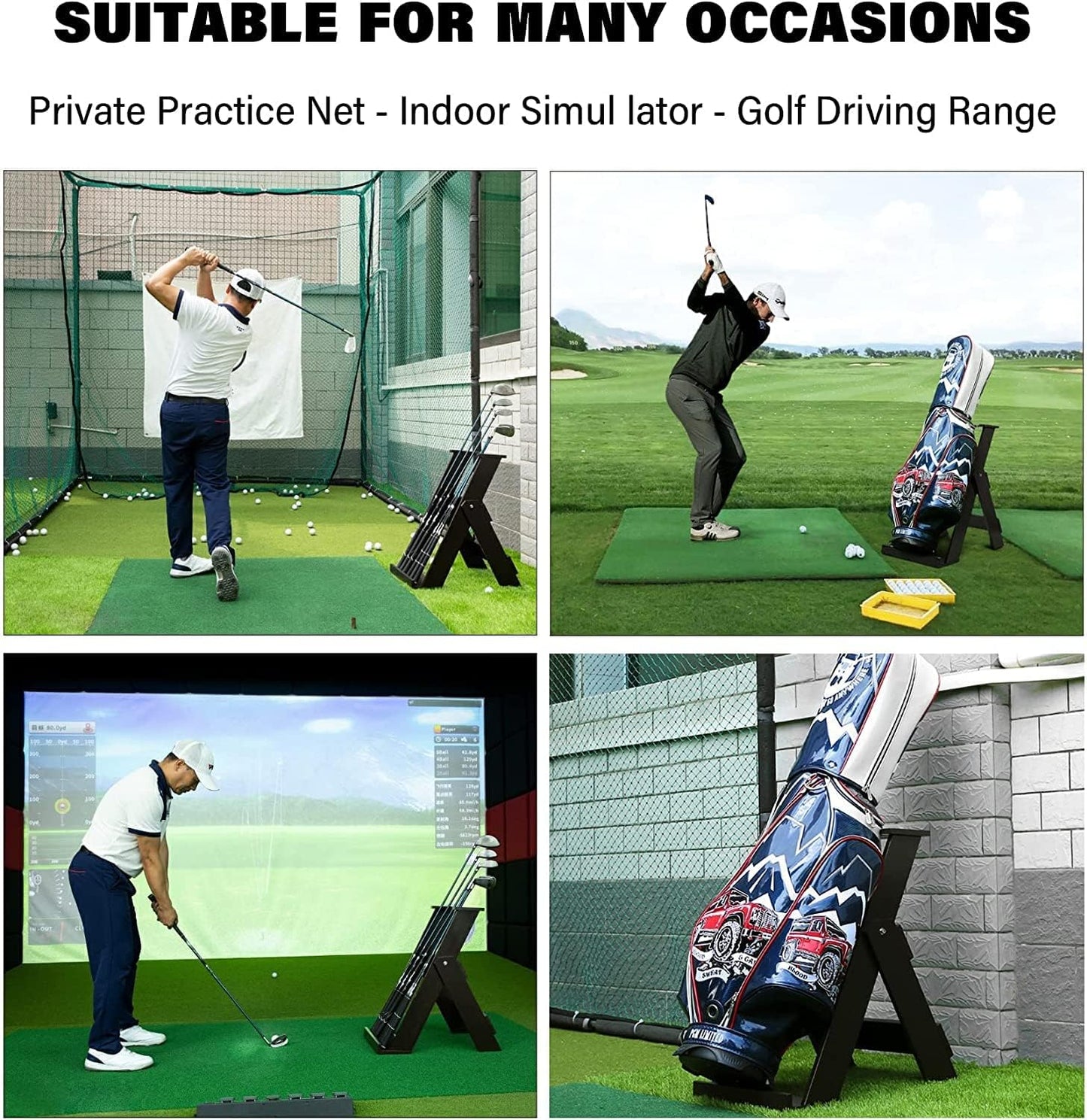 Katzowen Golf Club Rack for Garage, Wooden Golf Clubs Display Stand, 7 Golf Putter Holder, Indoor & Outdoor Golf Club Storage Shelf Organizer Equipment