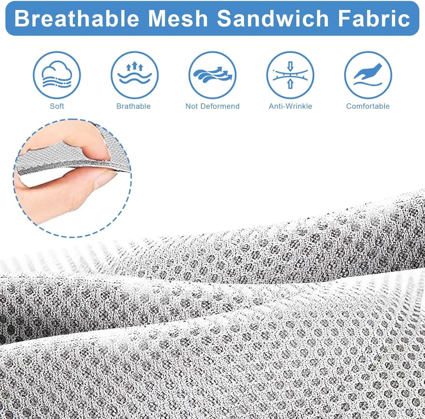 MOSNAI Club Car DS 2000.5-Up Seat Covers, Golf Cart Seat Covers for Club Car DS OEM Ordinary Seat, Breathable Polyester Mesh Cloth and Leather Combination Appearance, No Need Detaching Armrests