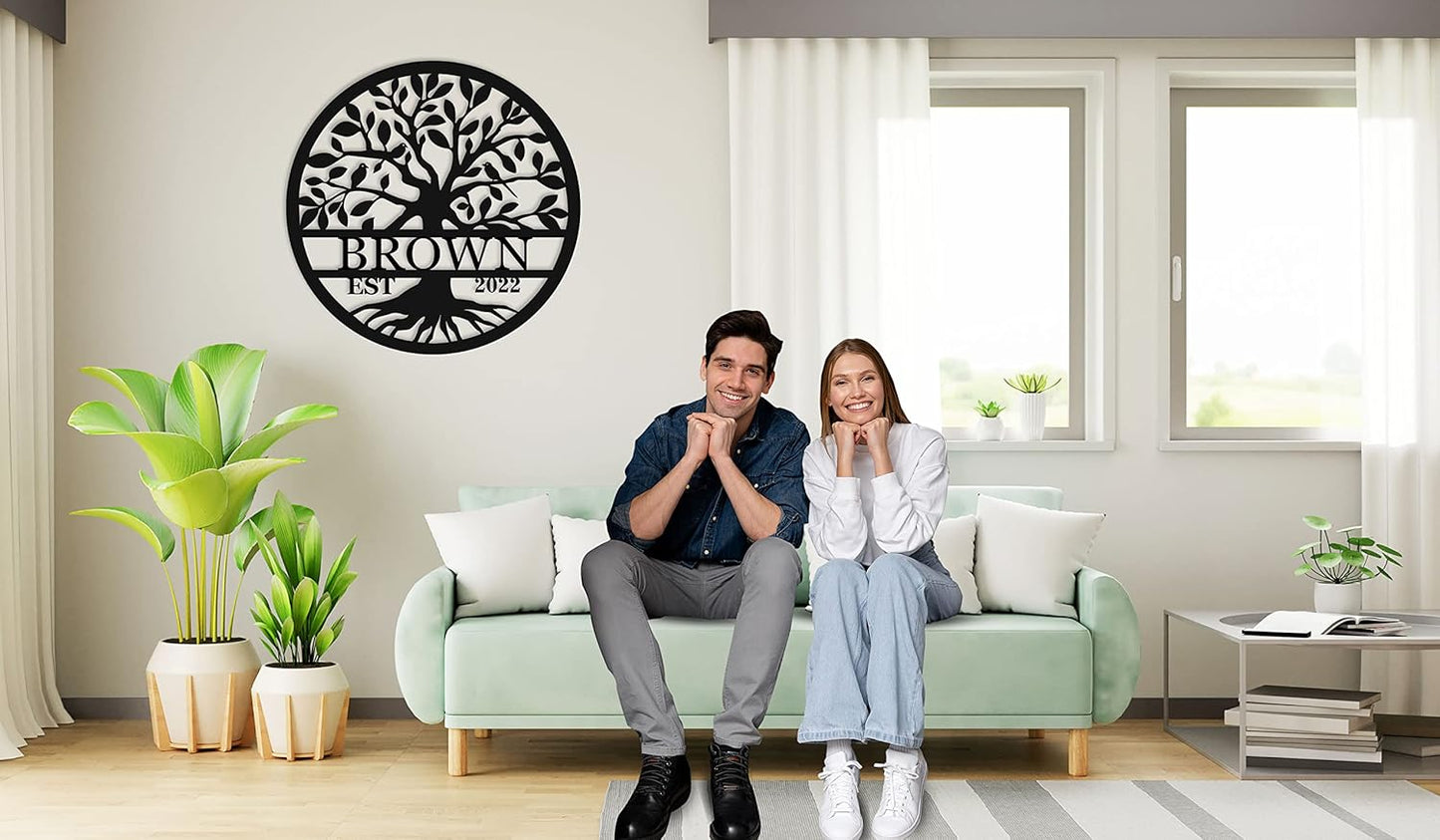 Personalized Tree of Life Metal Sign, Personalized Last Name Signs, Wedding Anniversary Sign Gifts,Custom Name Signs, Tree of Life Wall Decor, Family Wall Décor