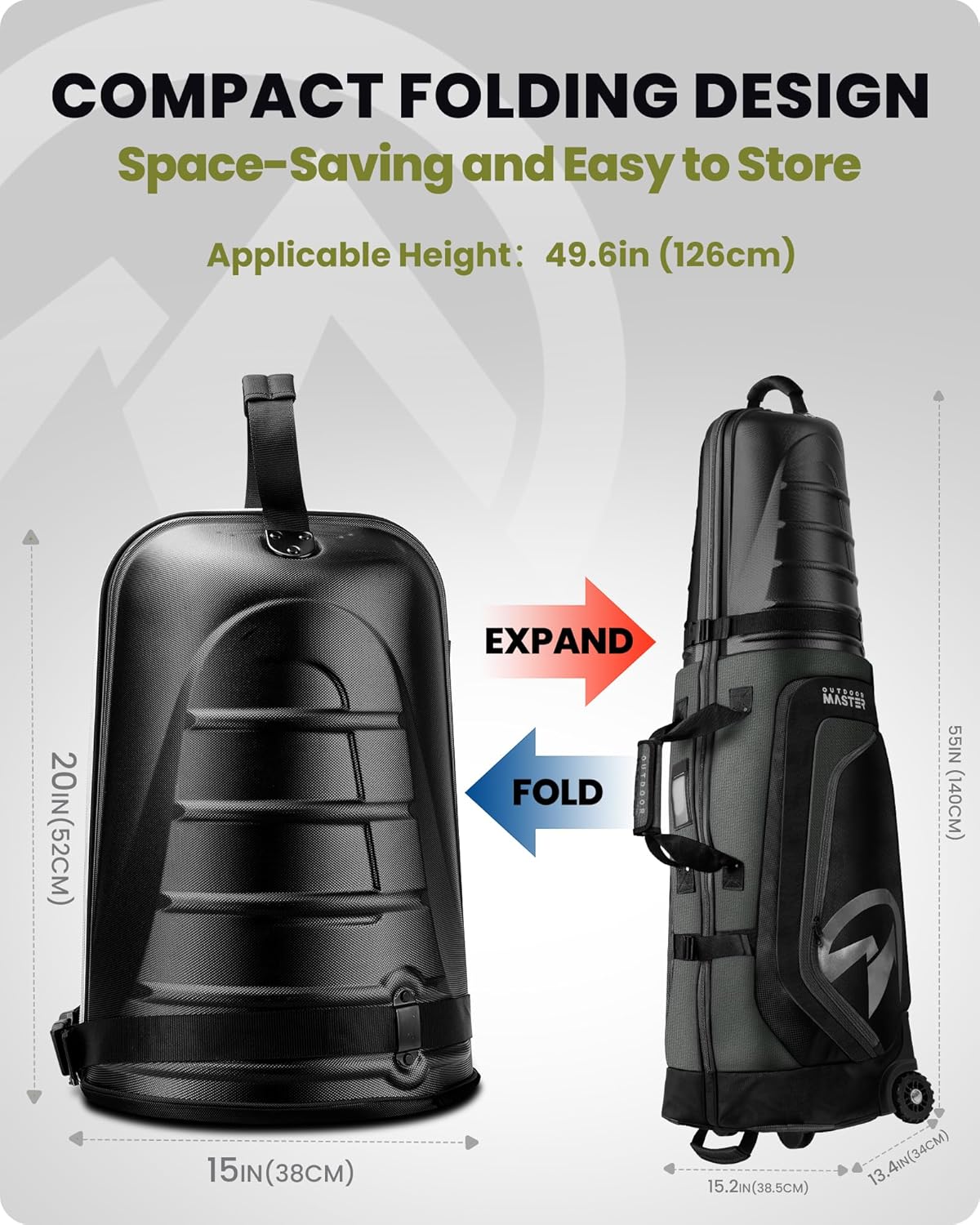 OutdoorMaster Golf Travel Bags for Airlines with Wheels and Hard Case Top, Protect Golf Clubs, Lightweight and Easy to Maneuver, Upgrade Version