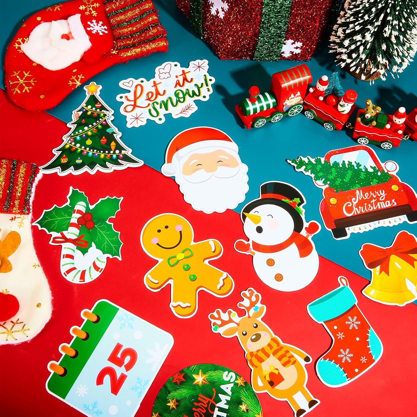 12 Pieces Christmas Refrigerator Magnets Holiday Winter Christmas Tree Sock Magnets Fridge Magnetic Decor for Locker Dishwasher Kitchen Home Office Decor
