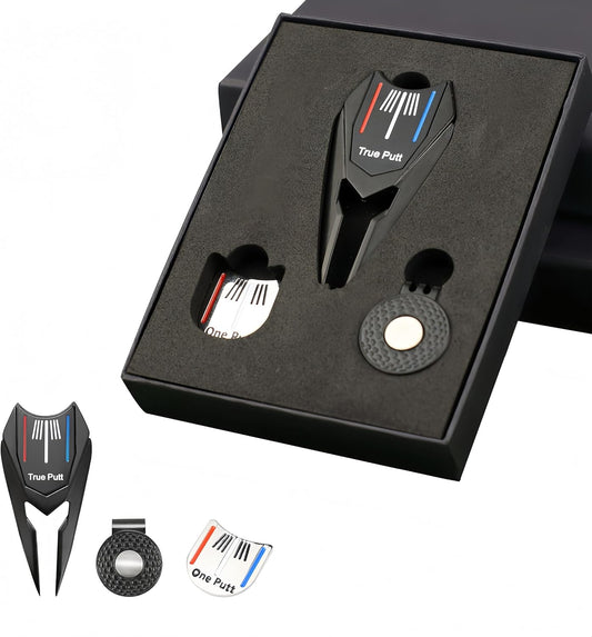 Multifunctional Golf Divot Repair Tool with Strong Magnetic Golf Ball Marker & Hat Clip, Metal Golf Ball Cleaner with Thin Tips, Suitable for Both Men and Women, and can be Used as a Gift