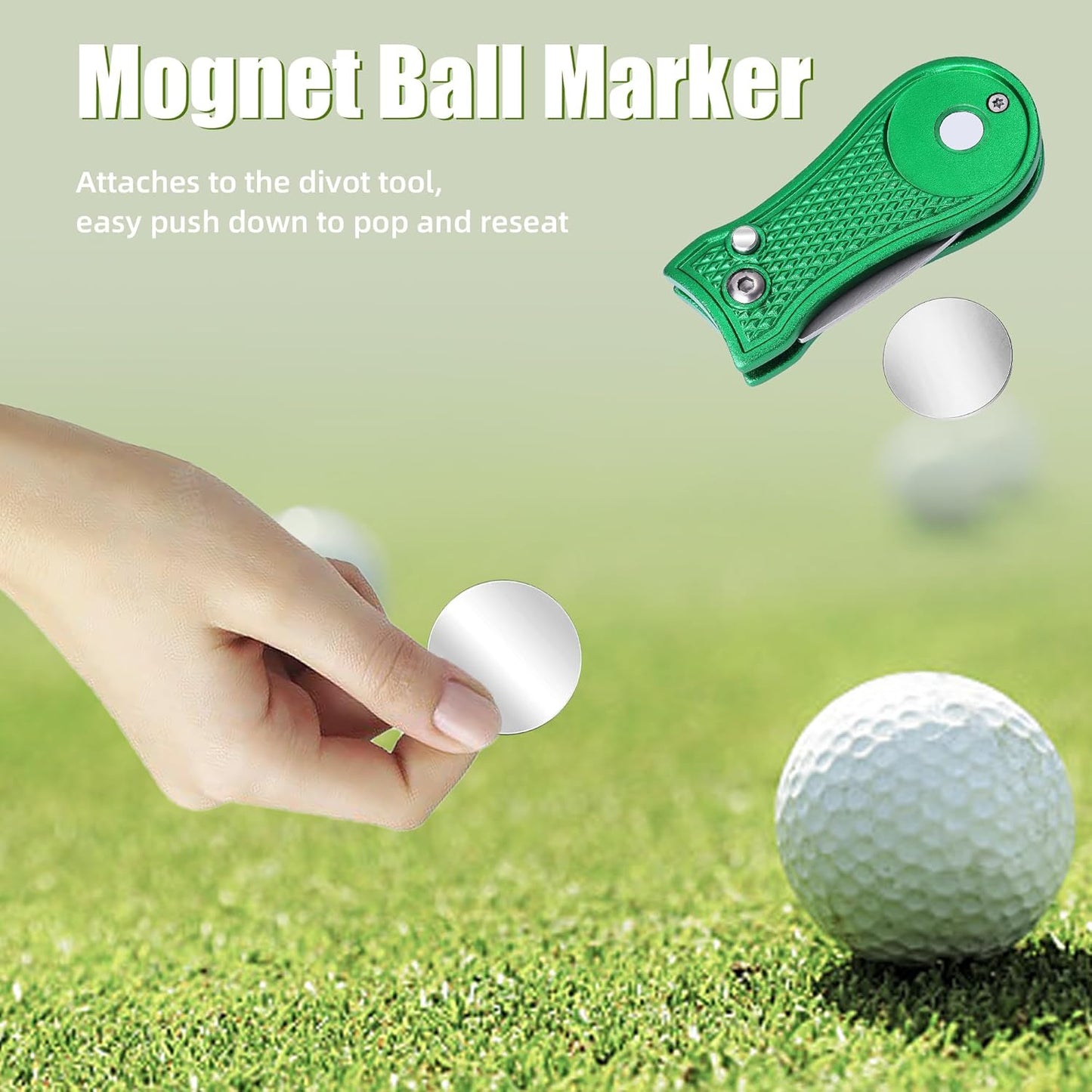 Mile High Life Golf Divot Repair Tool, All Metal Foldable Divot Tool with Pop-up Button & Magnetic Ball Marker