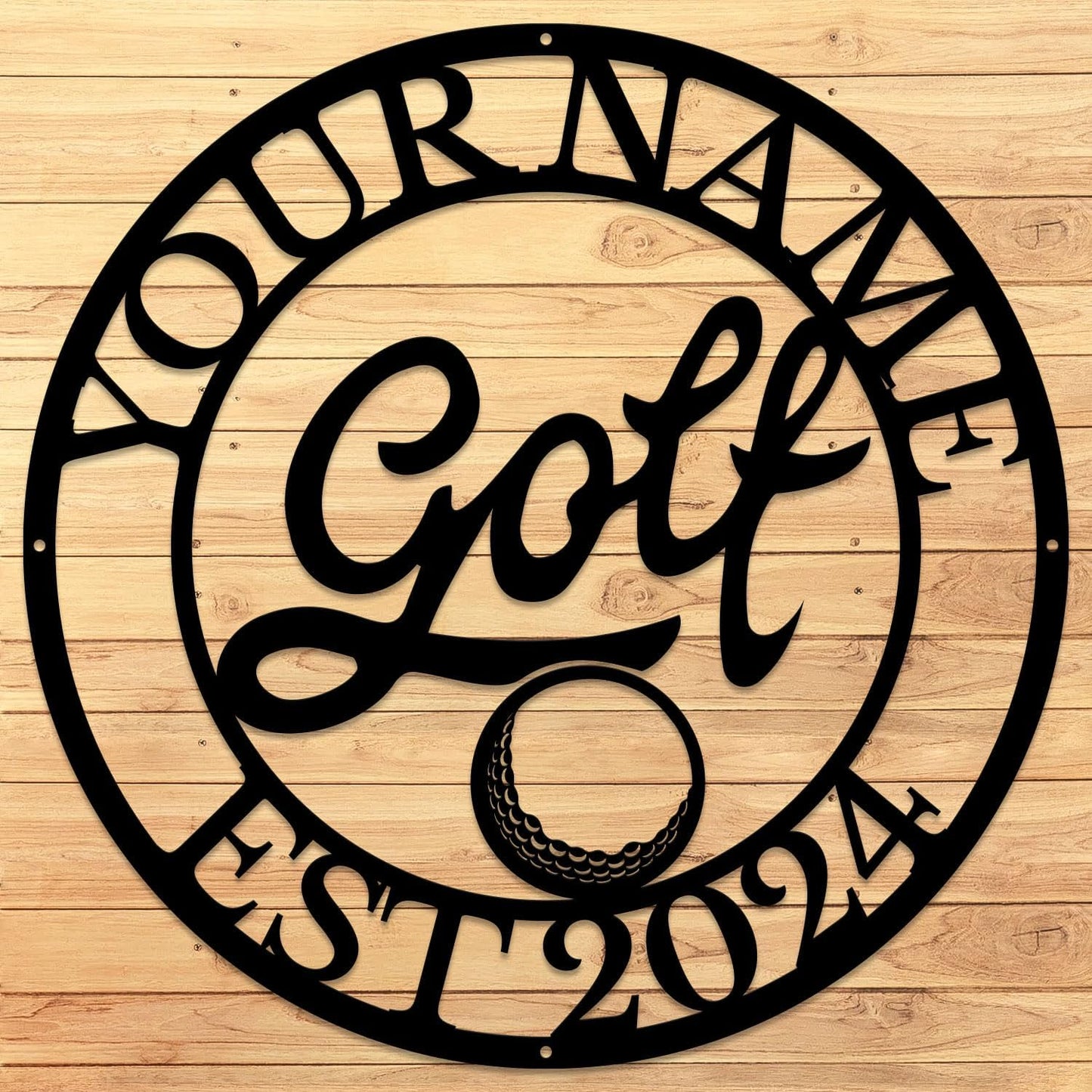 Golf Art Metal Signs,Custom Golf Metal Name Signs,Personalized Golf Signs,Black Golf Metal Wall Art Signs,Golfball Home Outdoor Metal Signs (Style J)