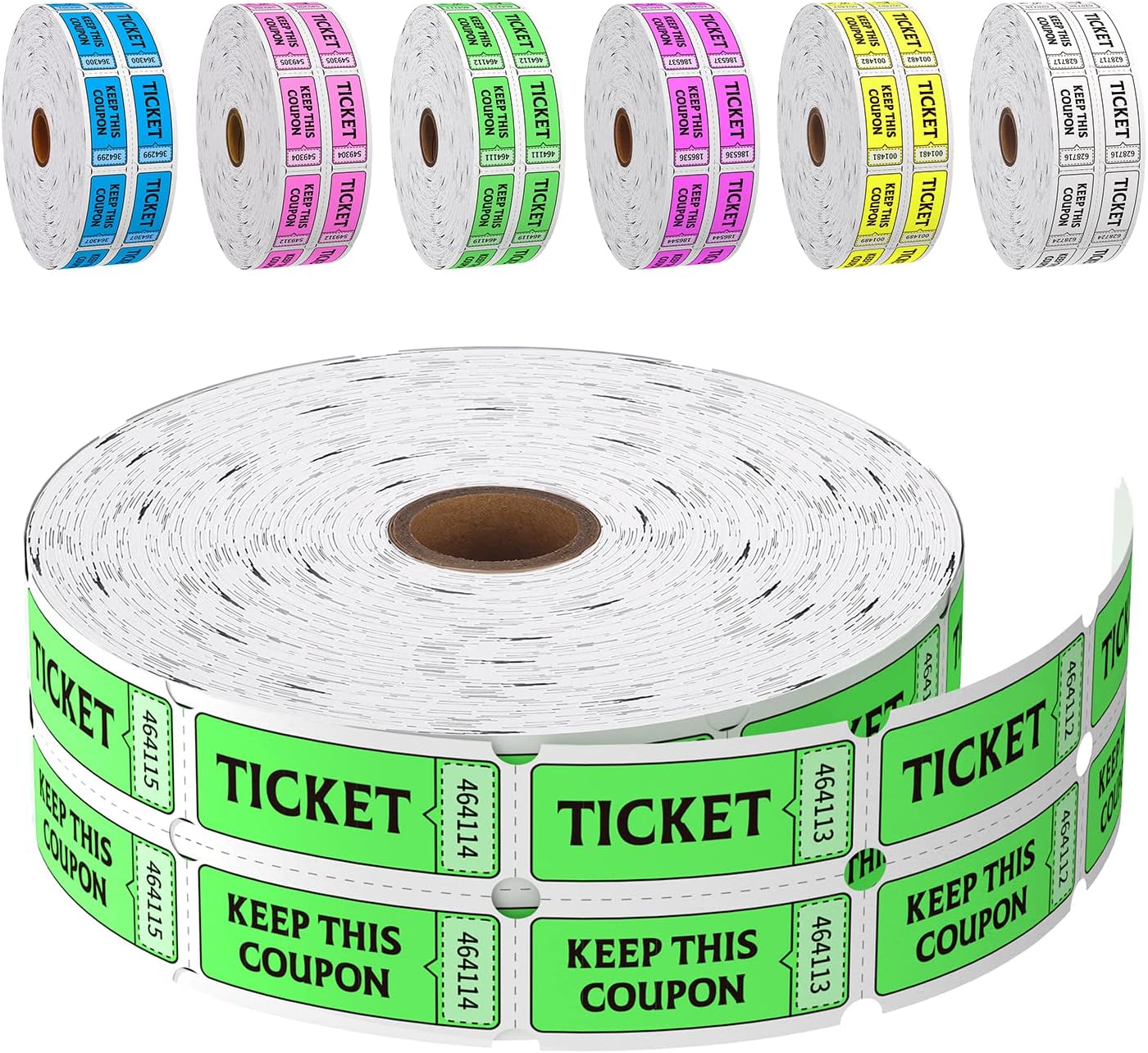 Fluorescence Raffle Tickets Double Roll 2000 Tickets Neon Green 50/50 Tickets for Events, Entry, Class Reward, Fundraiser & Prizes