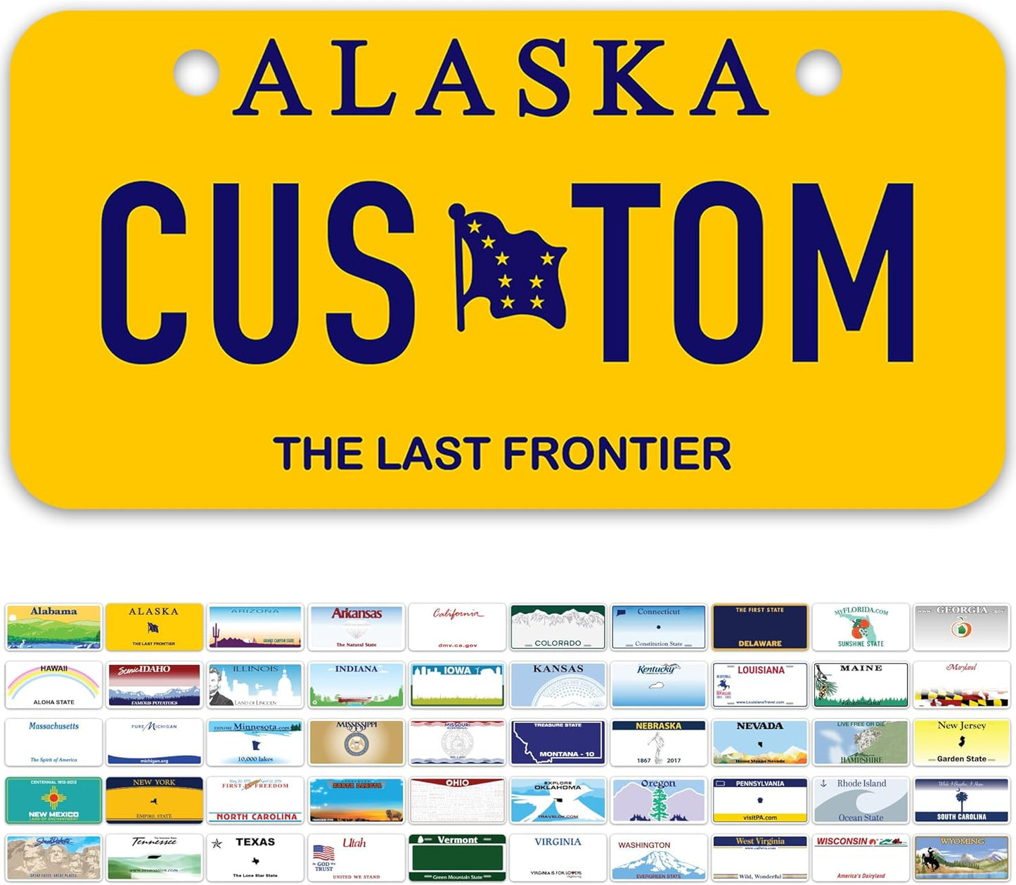 Mini License Plates, Personalized License Plates, Custom for Car, Bikes, ATV, Kids Car, Golf Cart, Jeep, 2x4 Inch, Rust-Free Fade Resistant Aluminum, USA Made by My Sign Center (Alaska)