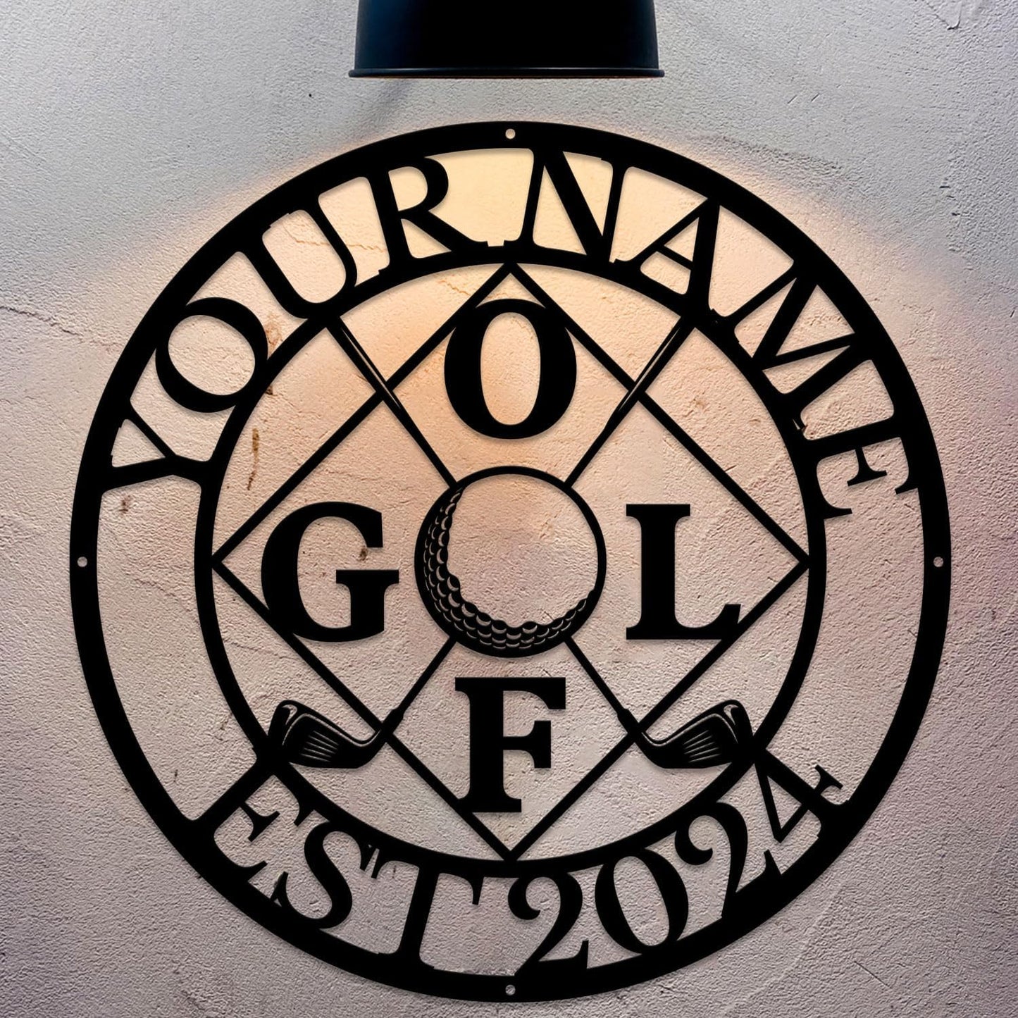 Golf Art Metal Signs,Custom Golf Metal Name Signs,Personalized Golf Signs,Black Golf Metal Wall Art Signs,Golfball Home Outdoor Metal Signs (Style K)