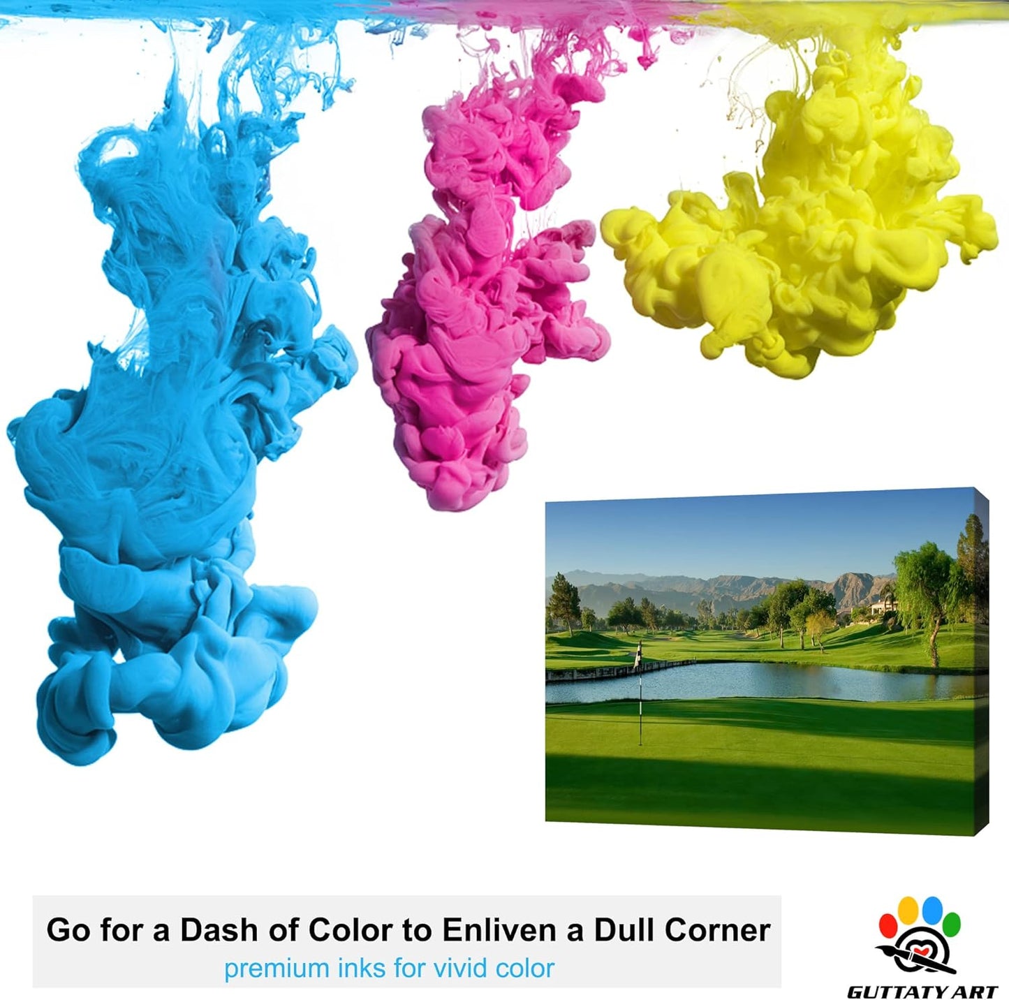 GUTTATY Golf Course Wall Art, Golf Pictures Posters Canvas Print Wall Decor for Golfer's Man Cave Home Ofice Ready to Hang (18x24 Inches)