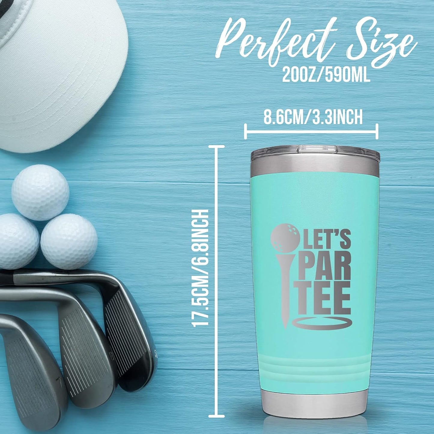 Onebttl Golf Gifts for Men - Funny 20oz Tumbler, Perfect for Golf Dads & Lovers - Teal - Let's Partee