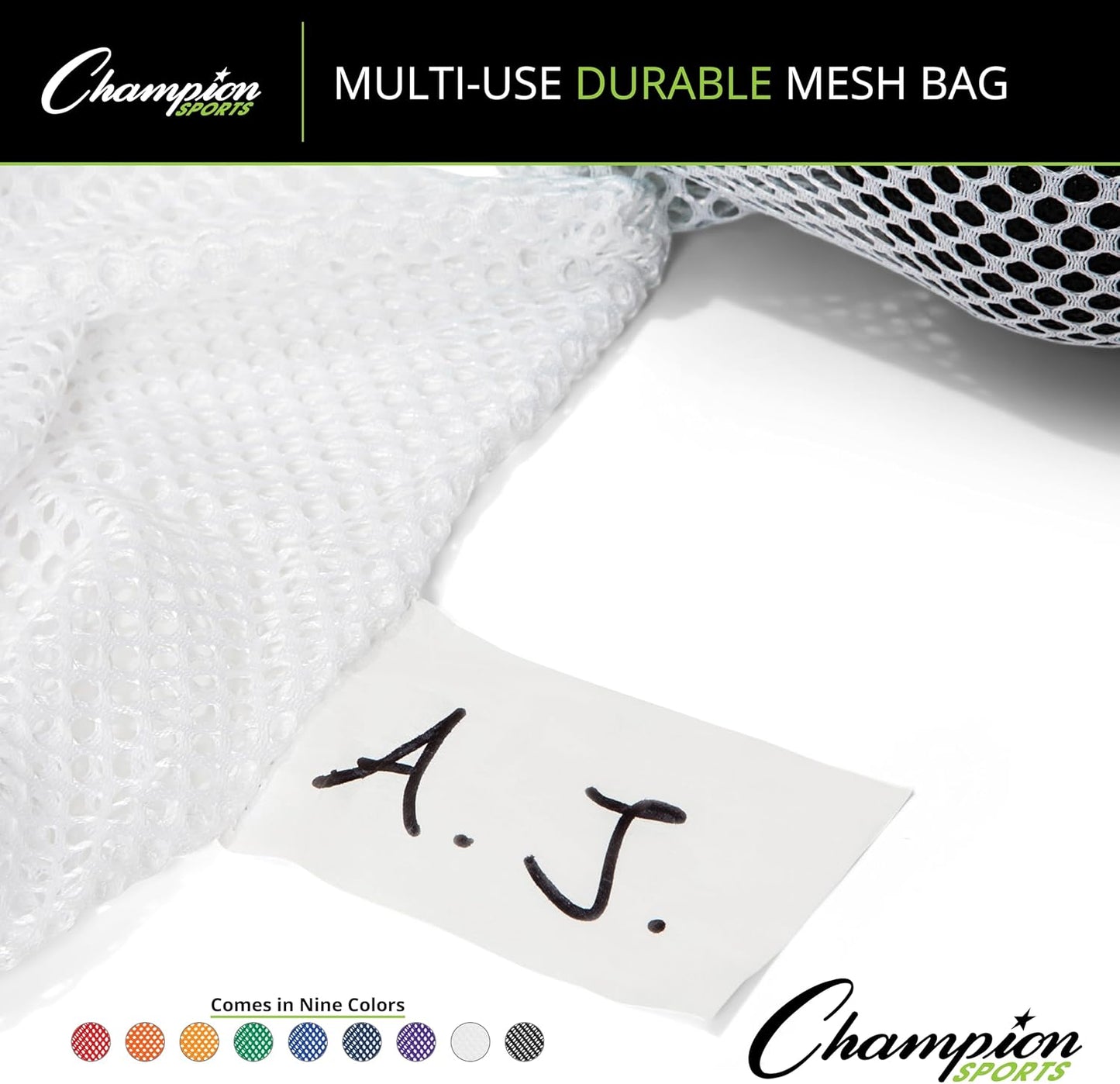 Champion Sports Mesh Equipment Bag – Heavy-Duty Nylon Drawstring Bag with Lock & ID Tag, Breathable Storage Sack for Balls, Swim Gear, Laundry & Toys, Multiple Sizes & Colors