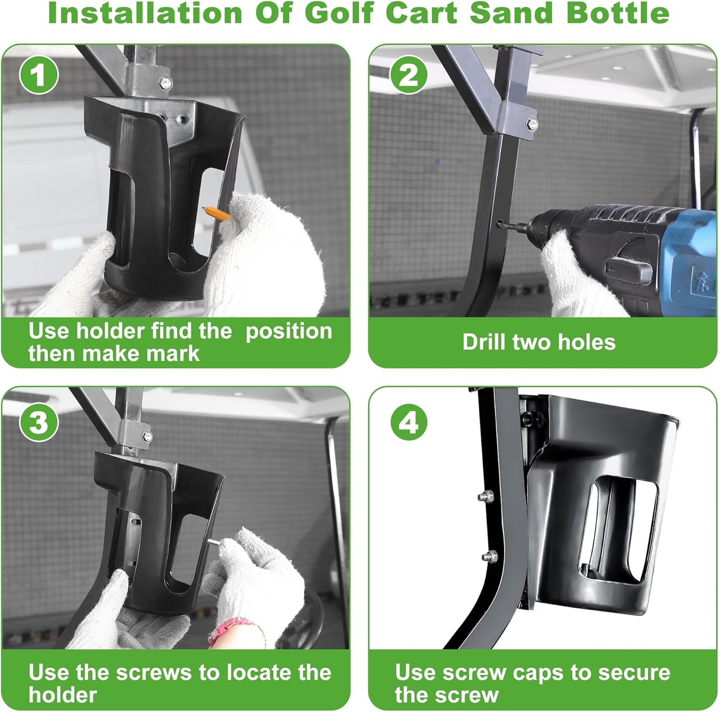 10L0L Universal Golf Cart Sand Bottle with Holder for Yamaha, EZGO, Club Car, Divot Filler Sand Seed Container Dispenser - 1 Pack