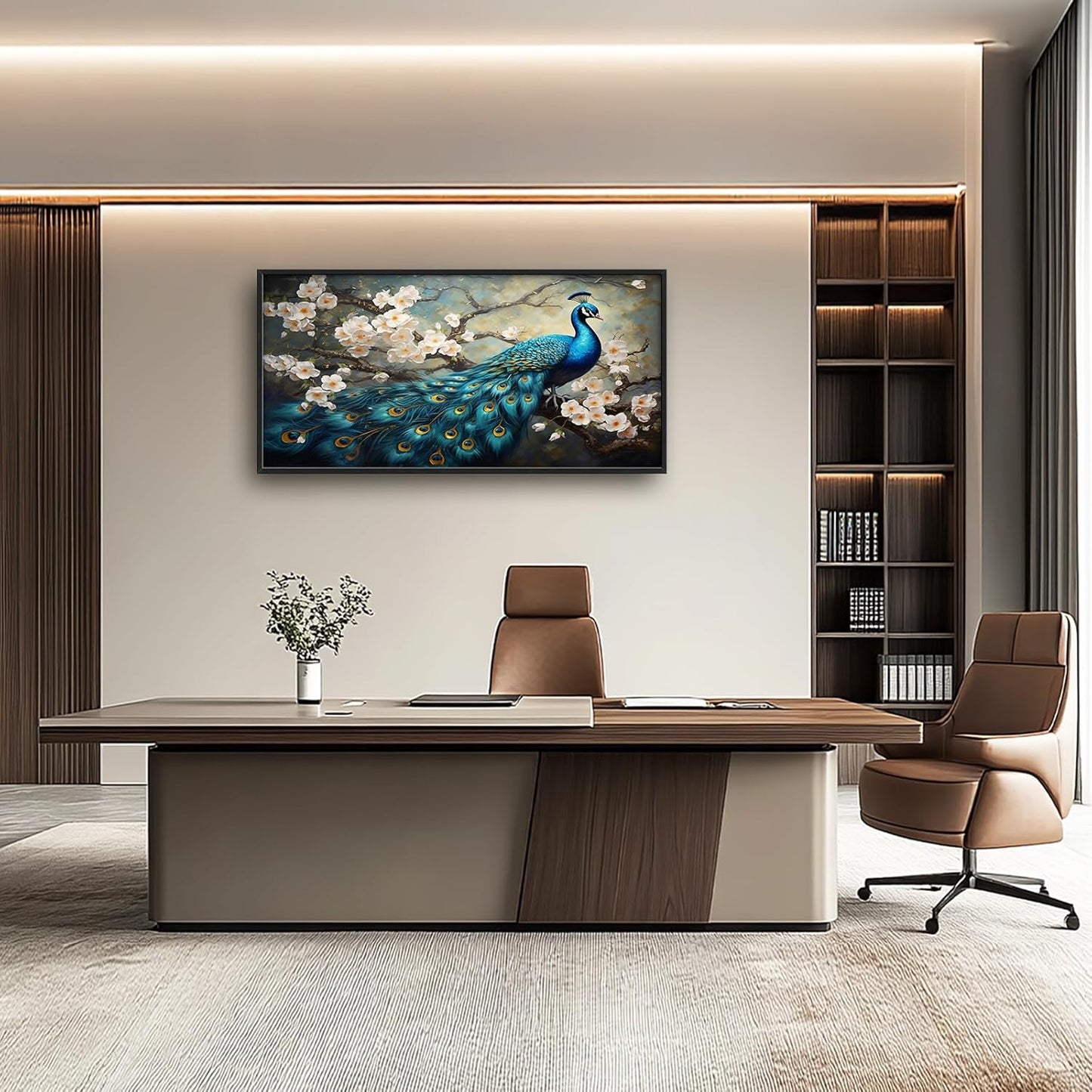 Peacock Large Framed Wall Art for Living Room Peacock Pictures Wall Decor Canvas Print Painting Home Decorations Artwork for Office Bedroom 60x30 inch