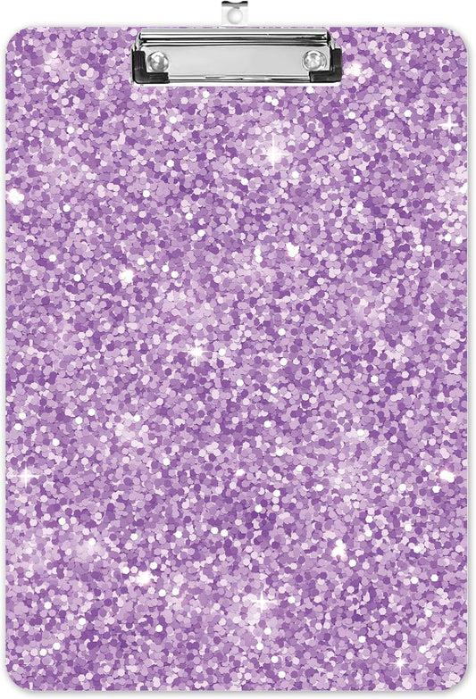 Fashion A4 Clipboard, Standard Letter Size 9" x 12.5", Decorative Wooden Clipboard with Low Profile Metal Clip for Office, School, Teachers, and Students, Purple