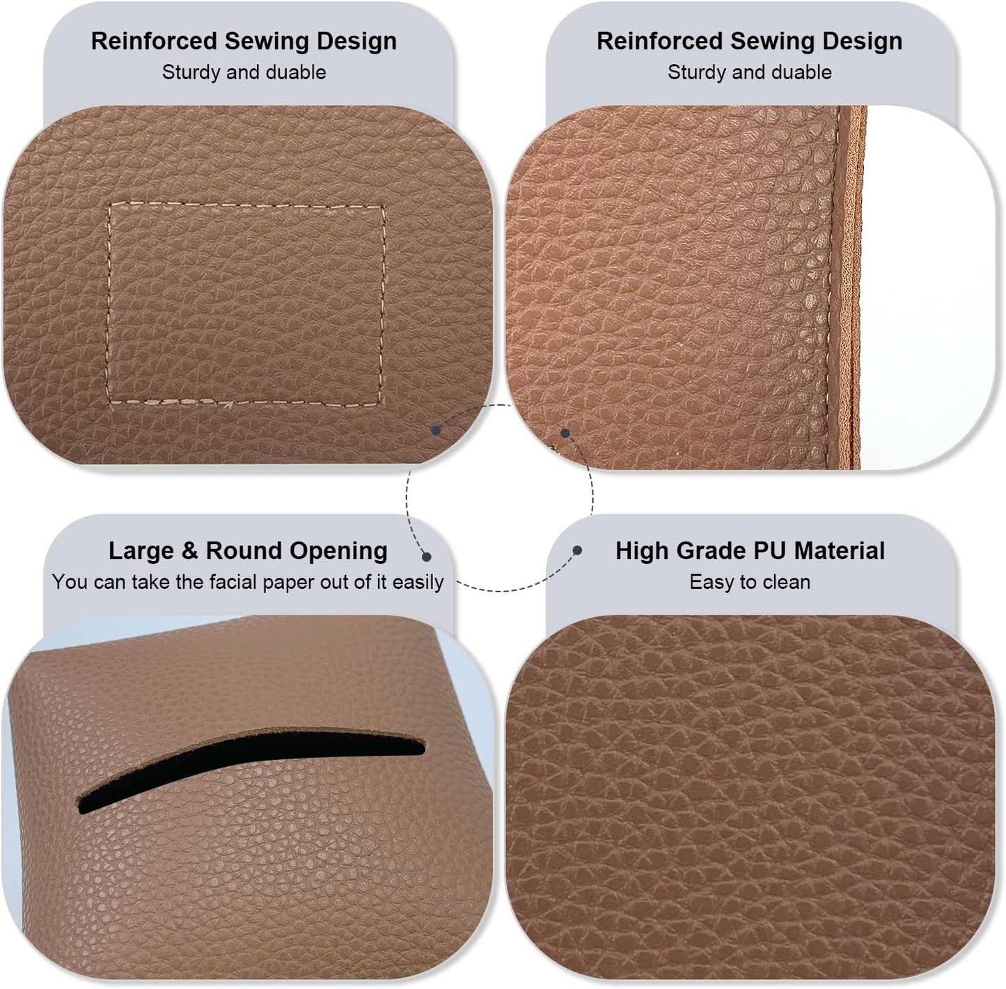 Tissue Box Cover 5X5X5'' PU Leather Tissue Holder Square Tissue Cube Box Organizer for Bathroom Vanity Countertop, Car, Night Stands, Office, Home, Kitchen (1Pack, Loam Red)