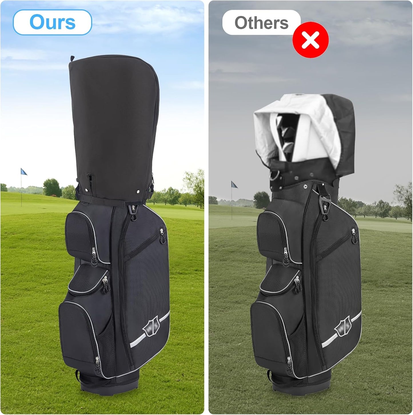 Golf Bag Rain Hood,Golf Bag Cover Club Waterproof Covers Accessories Caddy Head Protector,Accessory Zipper Protective Dustproof Top Rainproof for Mens Women Golfer,Tour,Stand Bags
