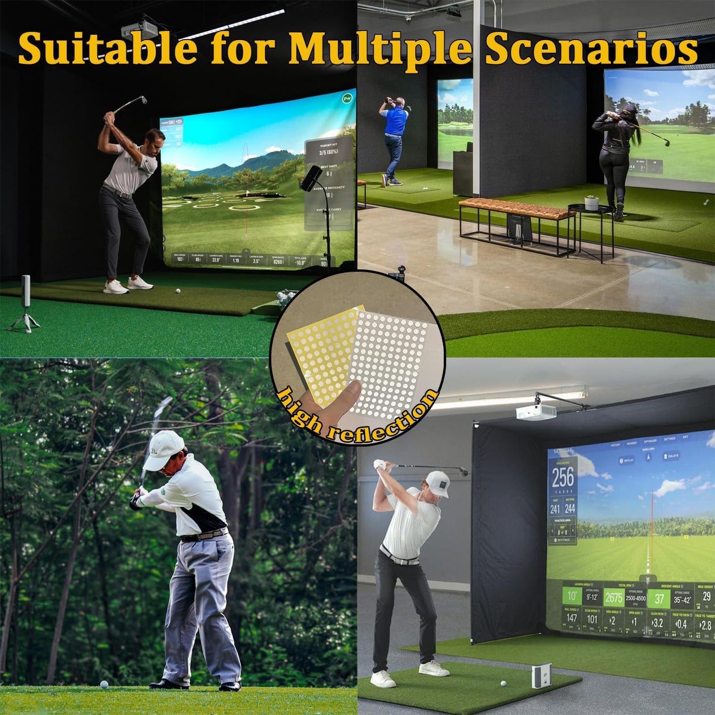 150 Dots 0.25" White Reflective Dot Stickers for Golf Club & Golf Ball, Weatherproof Golf Stickers with High-Reflective Glass Beads for Golf Launch Monitor & Golf Simulator & High-Speed Cameras