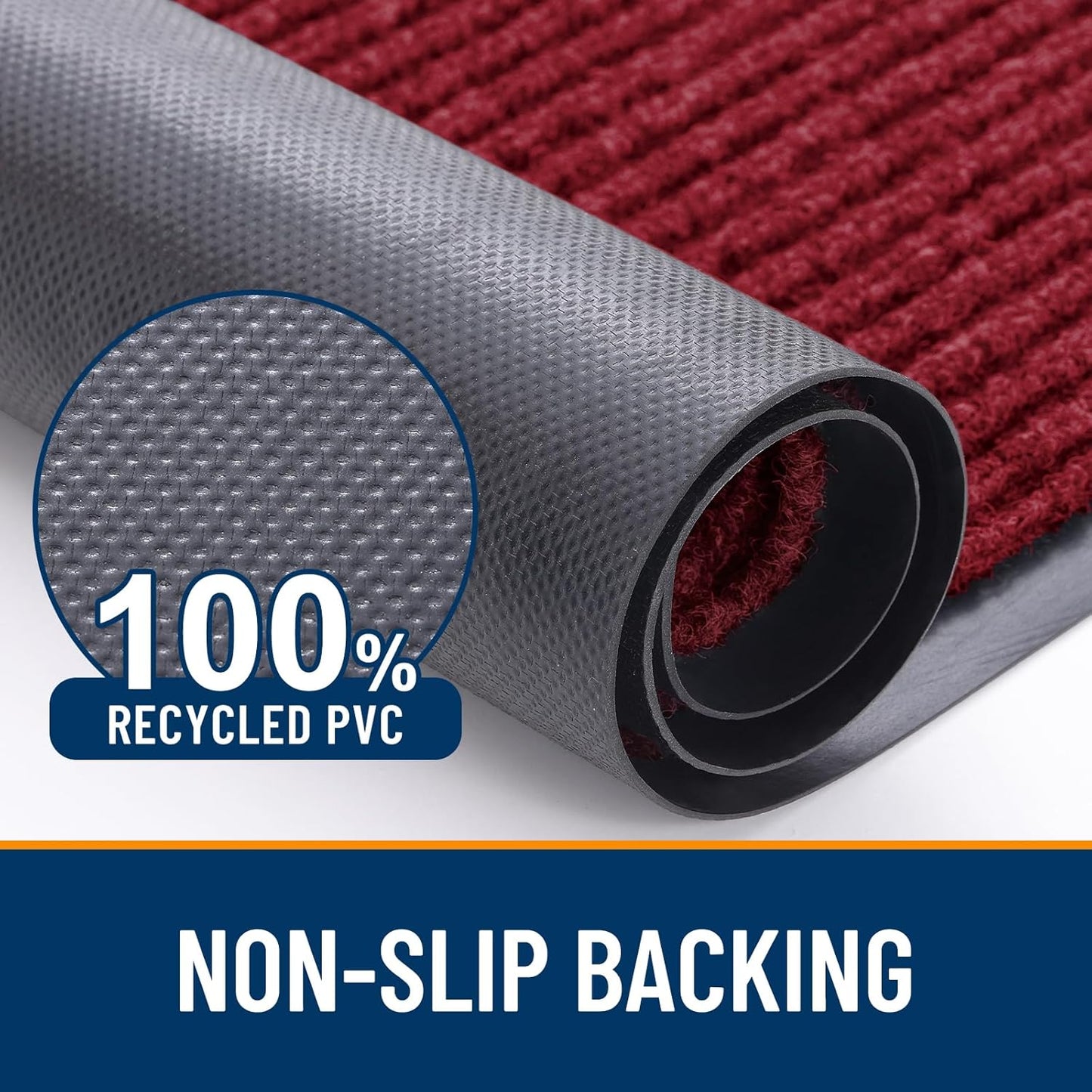 OLANLY Front Door Mat Indoor Outdoor Entrance, Waterproof Heavy Duty Doormat, Fade Resistant, Low Profile, Easy Clean Patio Porch Welcome Floor Mats for Entry, 47x23, Wine Red