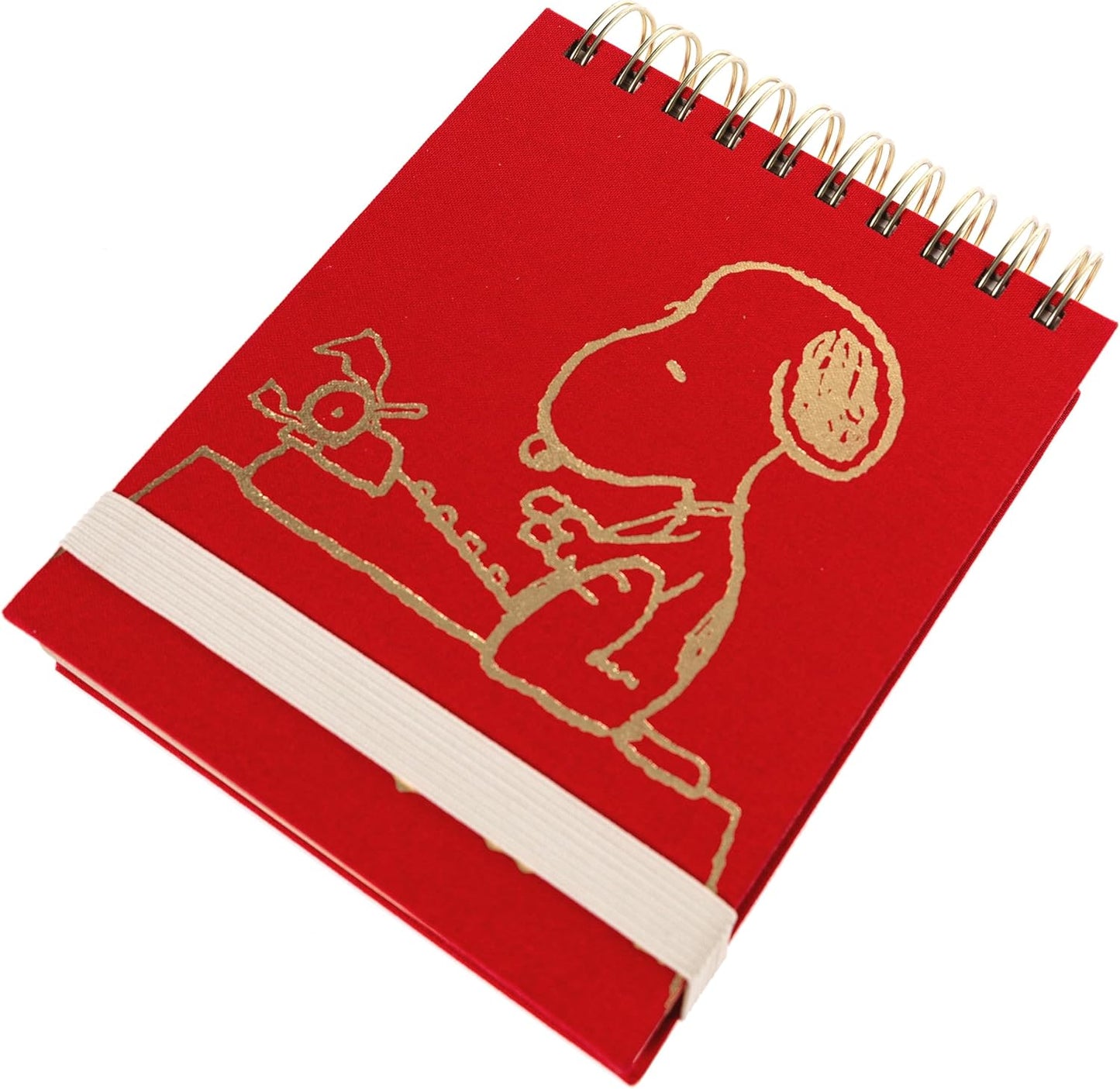 Peanuts Jotter by Graphique Luxe Collection, Fabric-Wrapped Hardcover Spiral Notebook, Gold Foil Embossing, 125 Pages