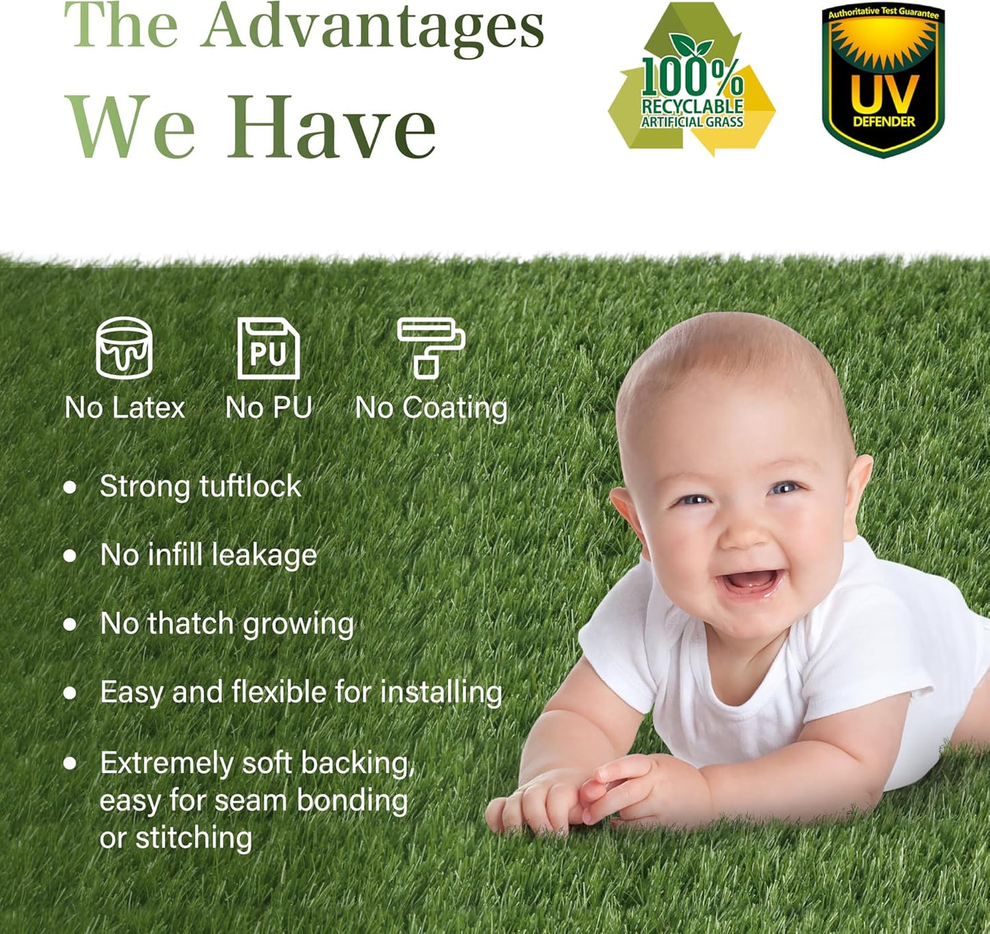 Artificial Grass Turf Rug 1.6x5 FT - Realistic Fake Grass Outdoor Carpet with Drainage, 1.2” High Synthetic Lawn Mat for Patio, Balcony, Garden, Pet-Friendly Indoor/Outdoor Use