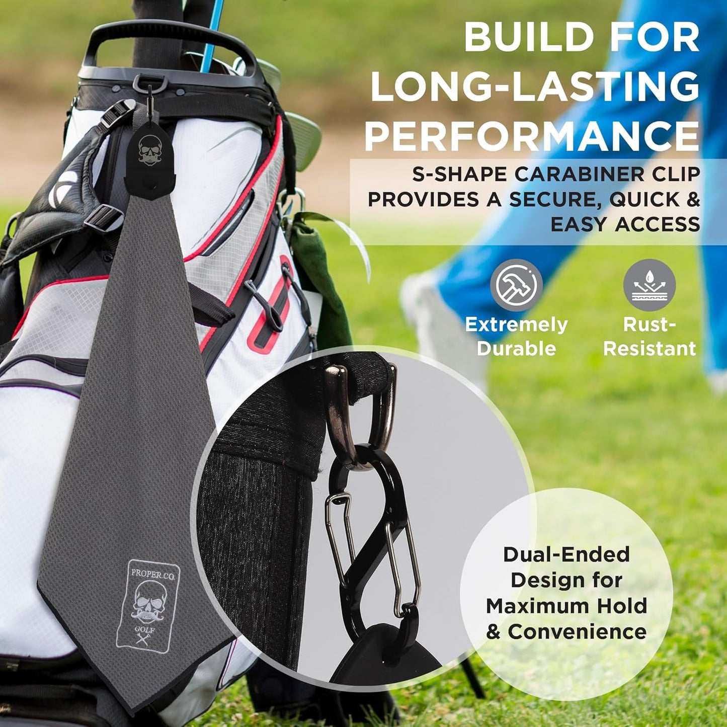 Magnetic Golf Towel (Grey) Microfiber Golf Towel | Ultra Absorbant Waffle Pattern | Extra Strong Magnet for Golf Cart or Clubs