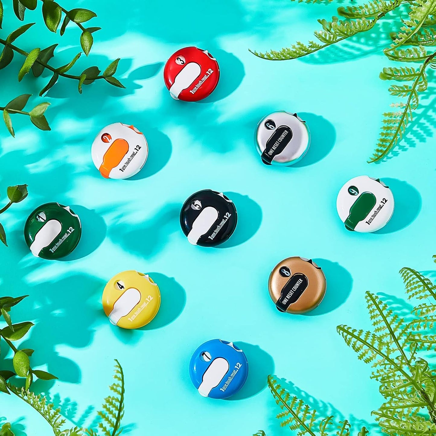 9 Pcs Golf Score Counter Mini Golf Stroke Counter Clicker Accessories for Women Men Scoring Keeper with Touch Reset and Clip Attachment to Scorekeeper Glove, 1.2 in