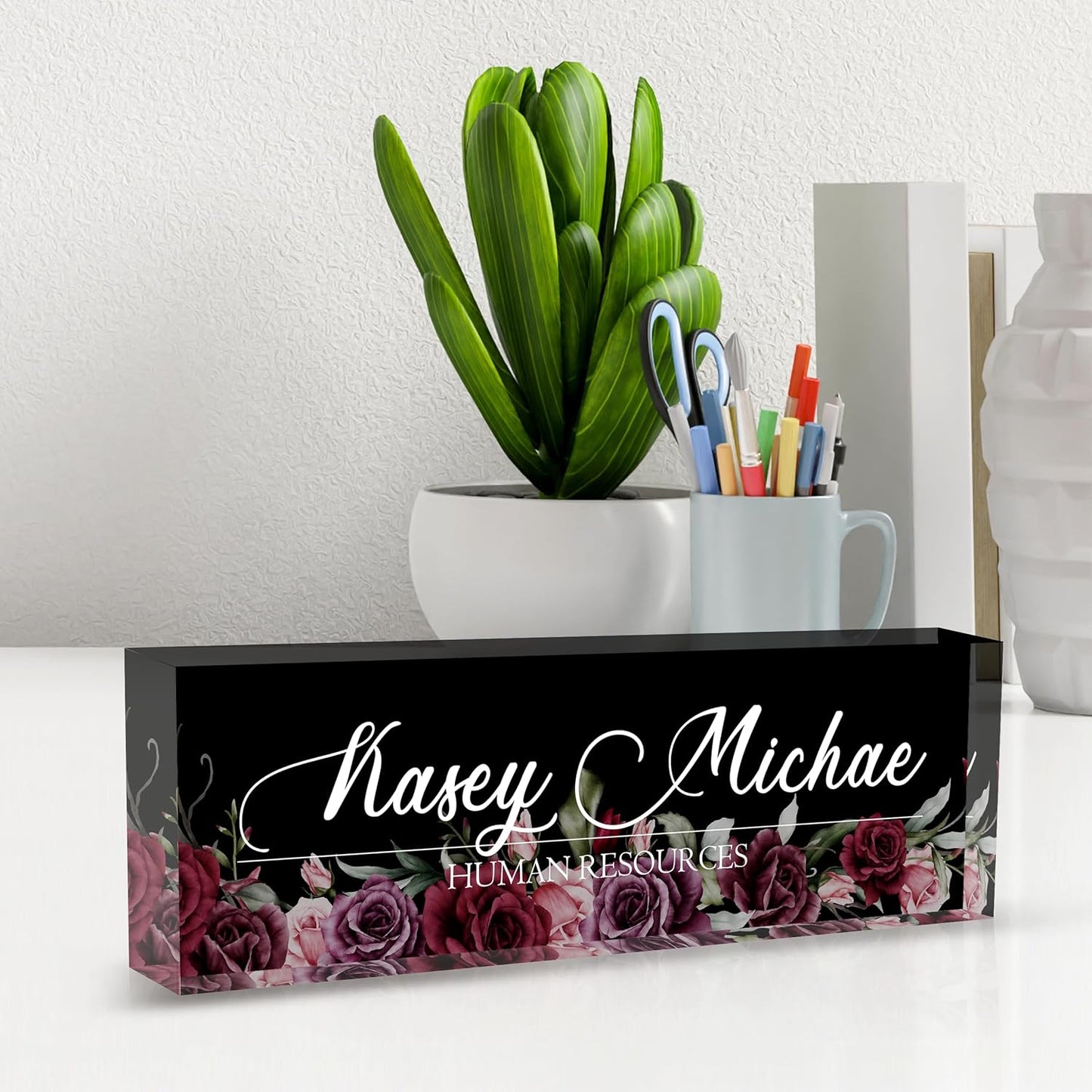 Desk Name Plate Personalized, Personalized Name Plate for Desk, Office Desk Decor The Office Gifts for Women Men, Acrylic Desk Accessories Employee Appreciation Gifts for Boss, Manager, Teacher