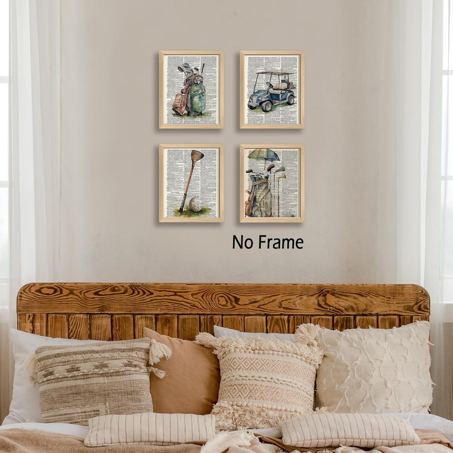 KSDUT Vintage Golf Wall Decor Art Set of 4 - Retro Artwork Poster Prints Golf Club Wall Decor Golf Gifts Wall Art for Office Games Sports Room Dorm Decorations - 12"x16" Unframed