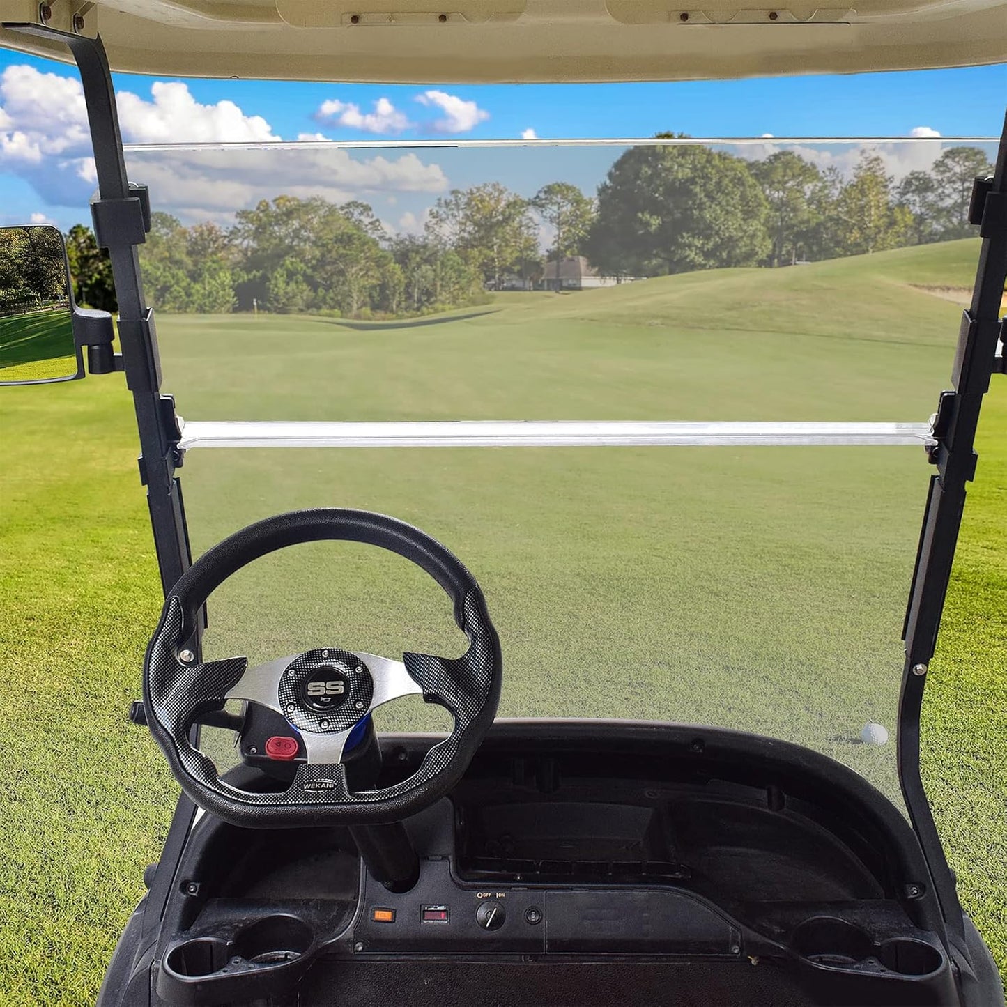 D Golf Cart 12.5 Inch Steering Wheel， for Club Car EZGO Yamaha Golf Cart， with Car Horn Button，Cool racing steering wheel