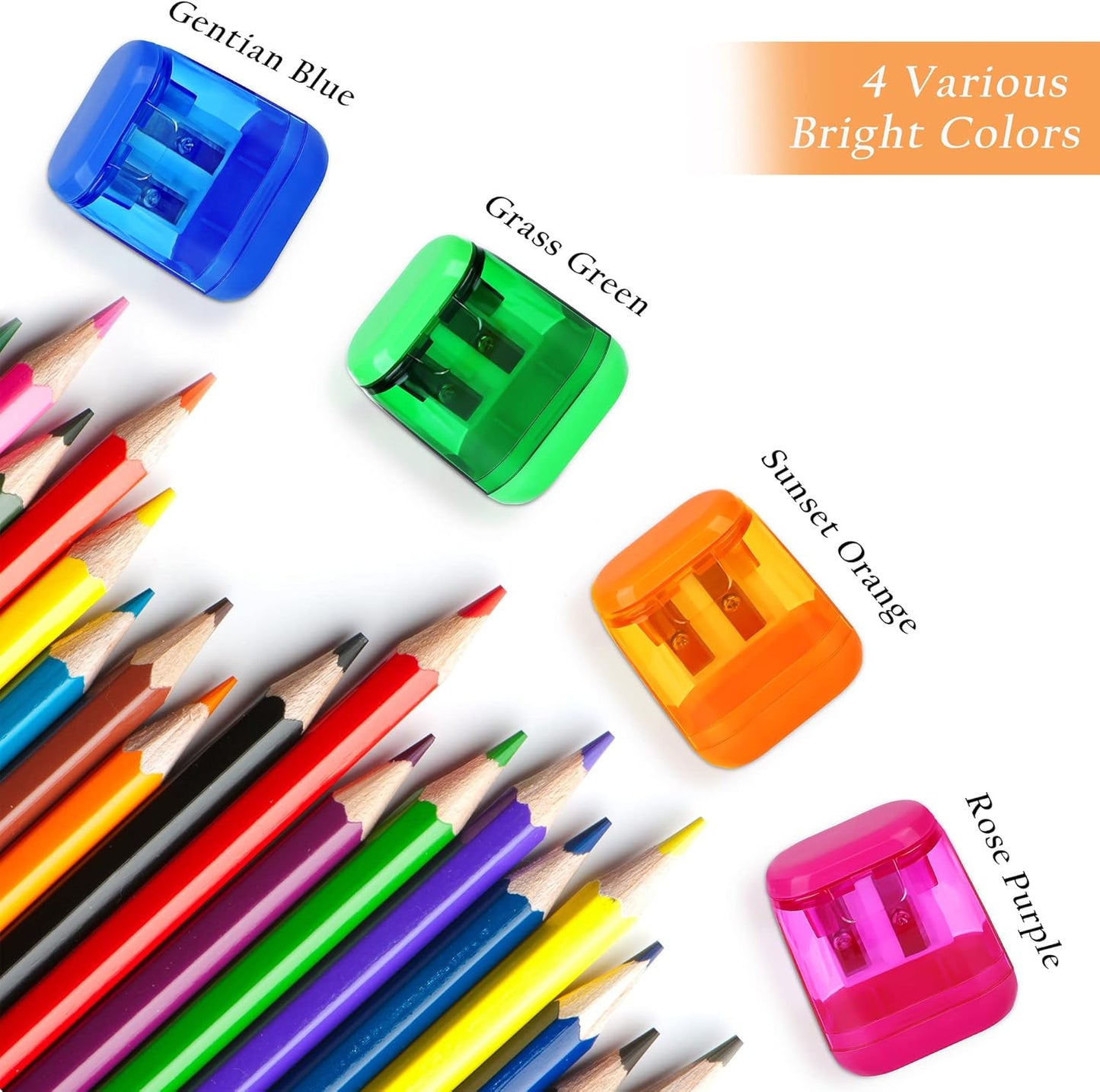 Aodaer 48 Pieces Manual Pencil Sharpeners Dual Hole Compact Sharpener with Lid for Kids Pencil Sharpener in School, Office, Home Mixed 4 Colors