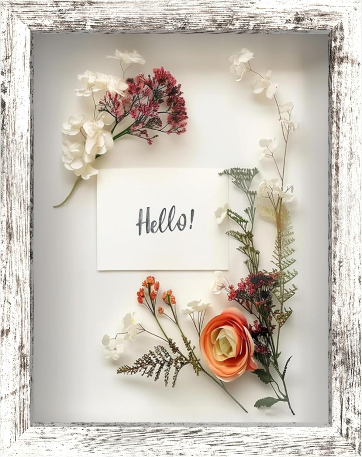 FrameWorks 8.5x11 Driftwood Wooden Shadow Box Frame – Soft Felt Back, Tempered Glass, and Included Elegant White Ball Push Pins