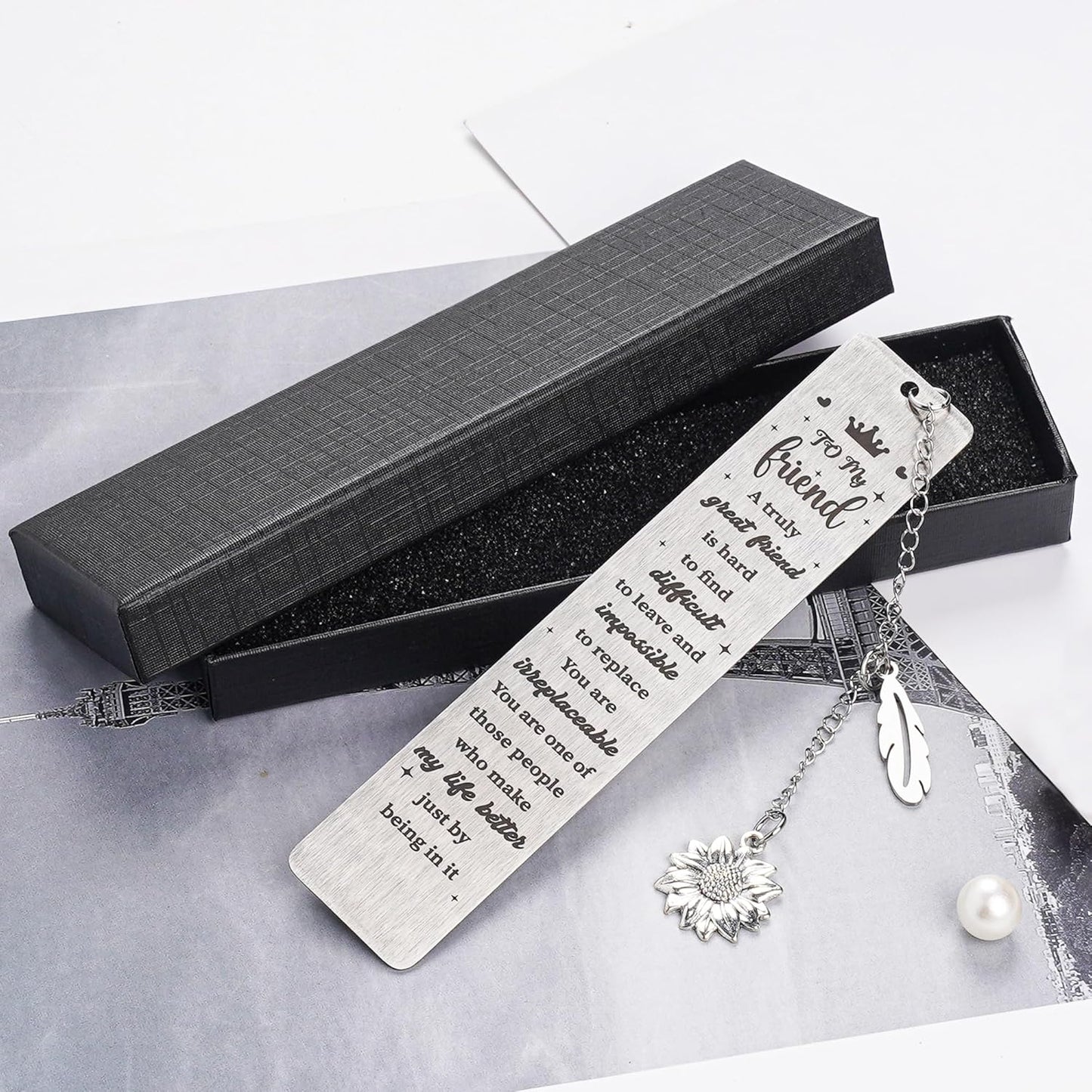 Best Friend Bookmark Gifts for Women - Metal Friendship Book Marks with Sunflower Charm, Long Distance BFF Present for Book Lovers Birthday Graduation Christmas Keepsake