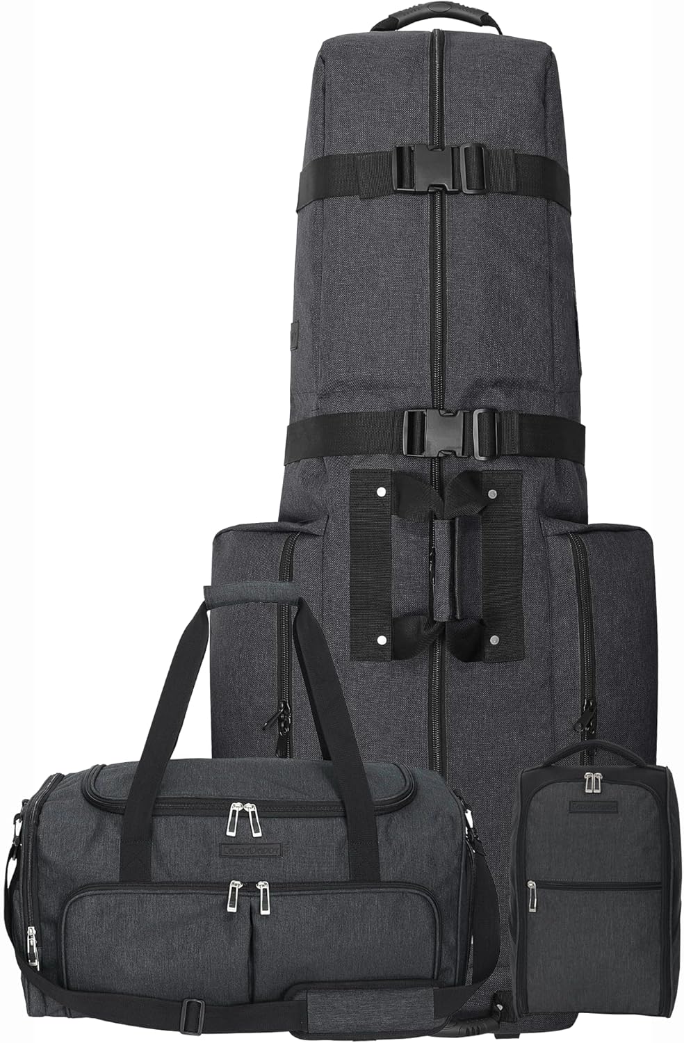 CaddyDaddy Constrictor Soft-Sided Golf Travel Bag Cover with Thick Dense Foam Padded Top 1 Year Full Travel Bag Replacement Coverage | Wheels & Lockable Zippers Case for Transporting Clubs on Airlines