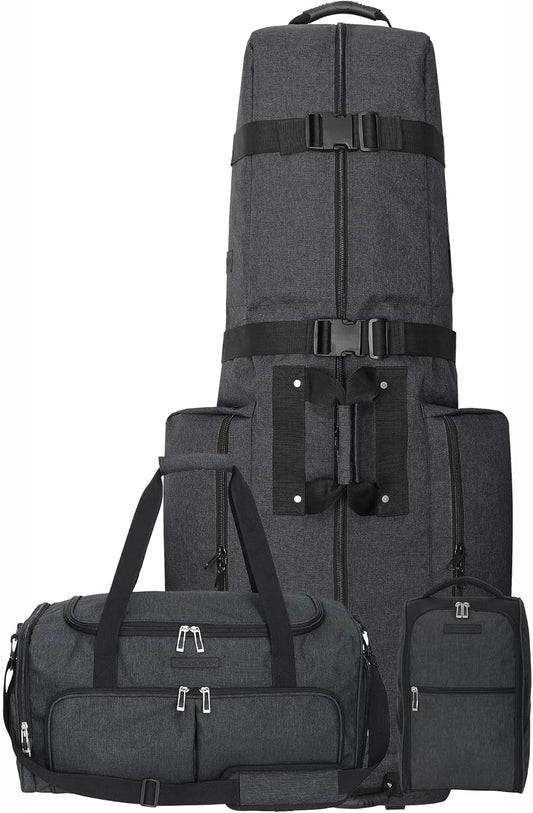 CaddyDaddy Constrictor Soft-Sided Golf Travel Bag Cover with Thick Dense Foam Padded Top 1 Year Full Travel Bag Replacement Coverage | Wheels & Lockable Zippers Case for Transporting Clubs on Airlines