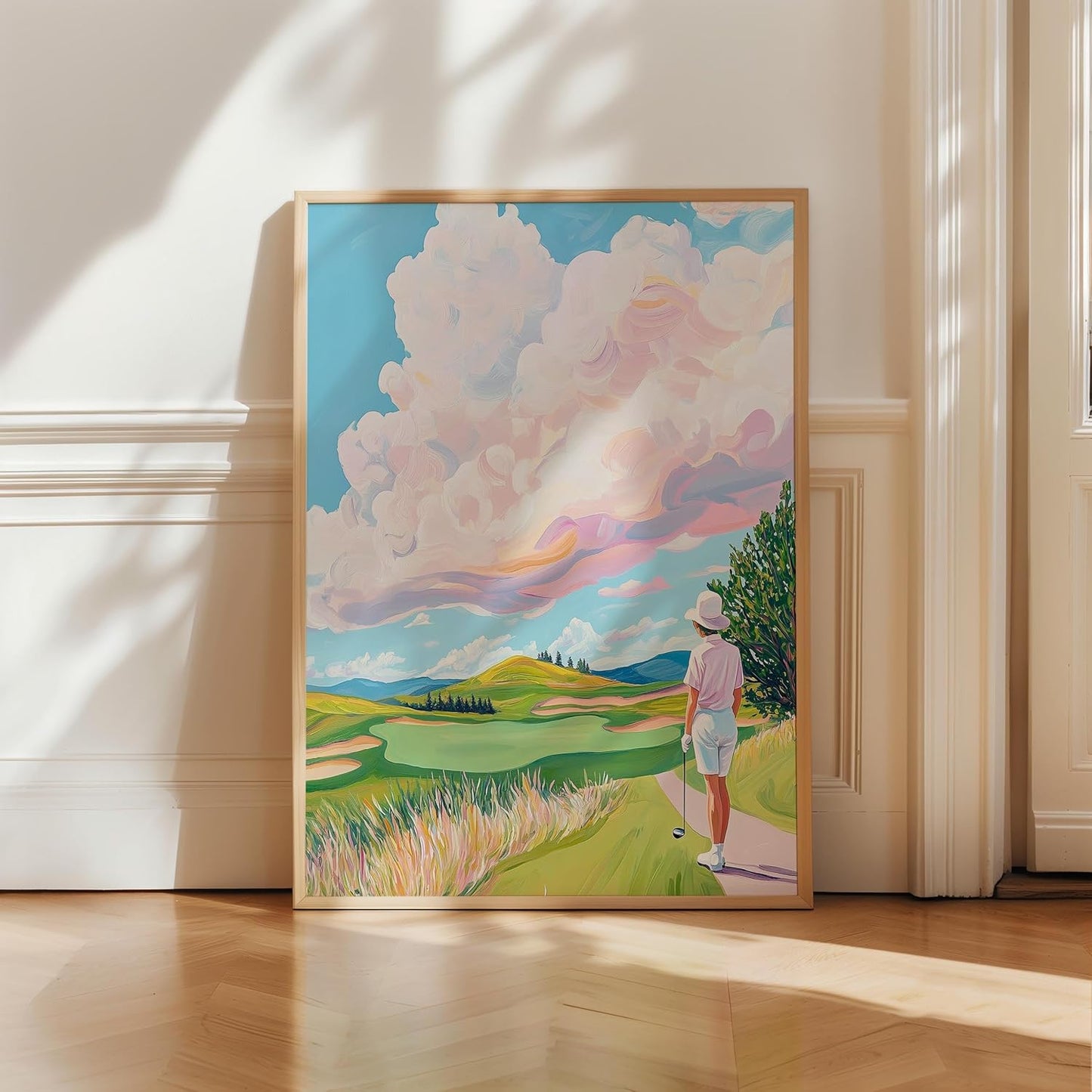 Golf Course Floral Pastel Art Print Posters - Premium Giclee Fine Art Prints - Golf Course Home Decor Posters, Golfer Art Prints for Home and Office Decor - Vintage Aesthetic, Ready to Frame