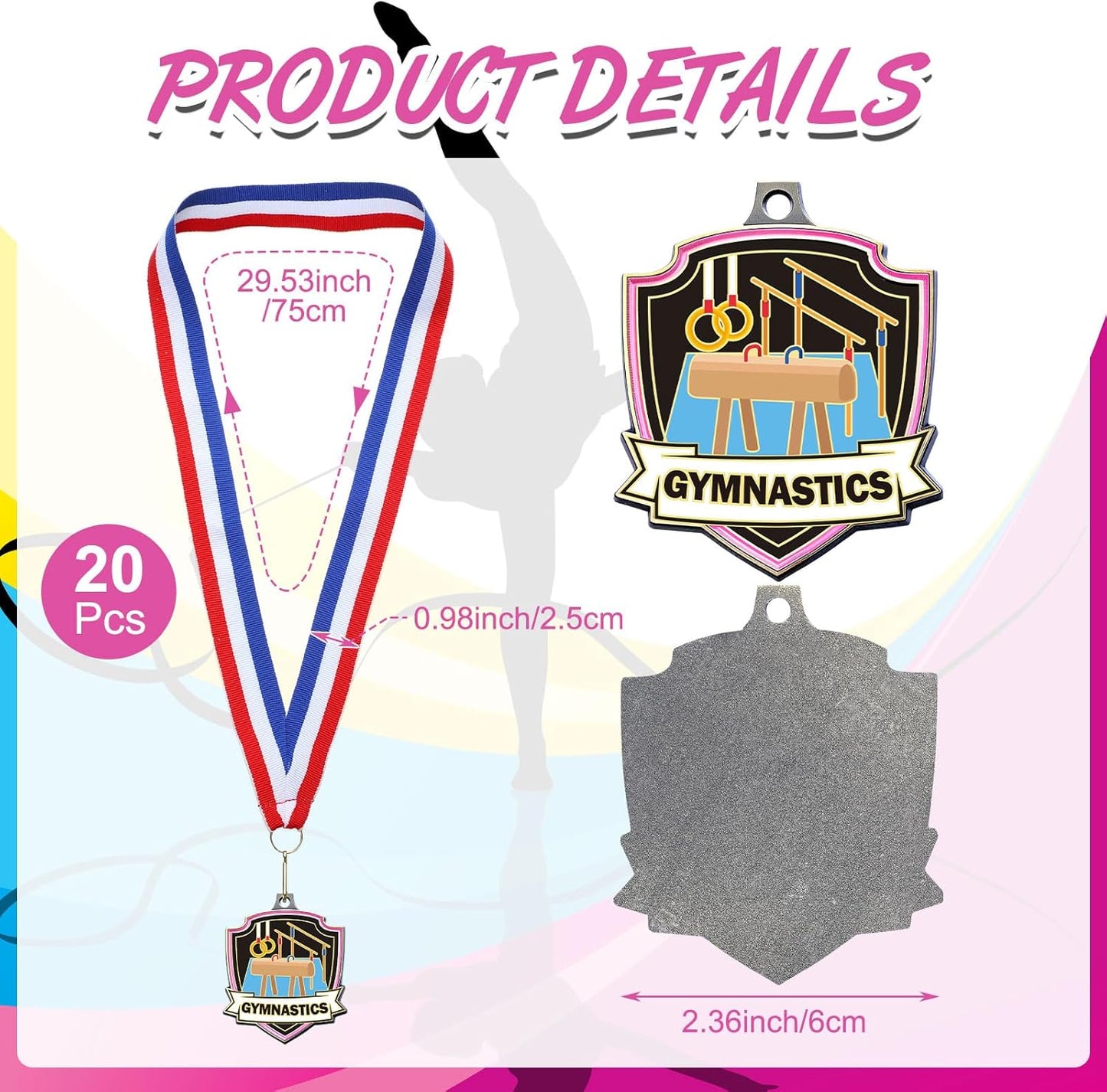 10/20 /30/40 Pcs Award Medals Bulk Sports Medals with Neck Ribbons 2.4 Inch Winner Award Trophy Prize Gift for Sports Themed Party Favors Tournaments School Match