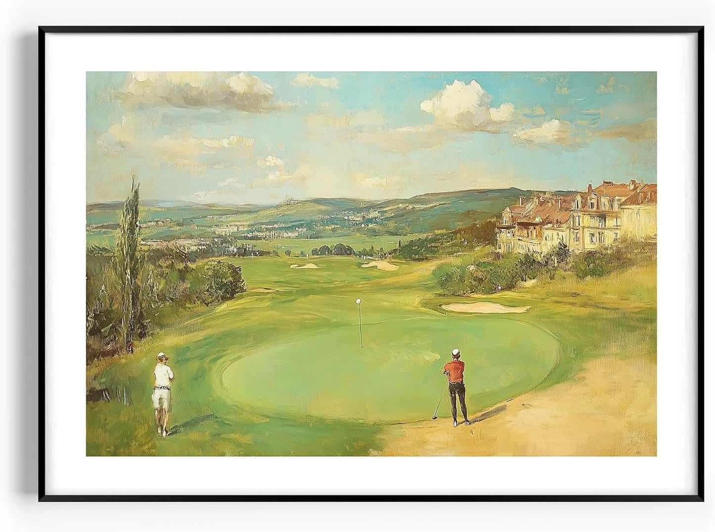 Vintage Golf Course Premium Giclee Fine Art Prints - Antique Style Golf Course Painting Posters, Golf Wall Art, Aesthetic Golfing Poster for Home Office Decor, Ready to Frame